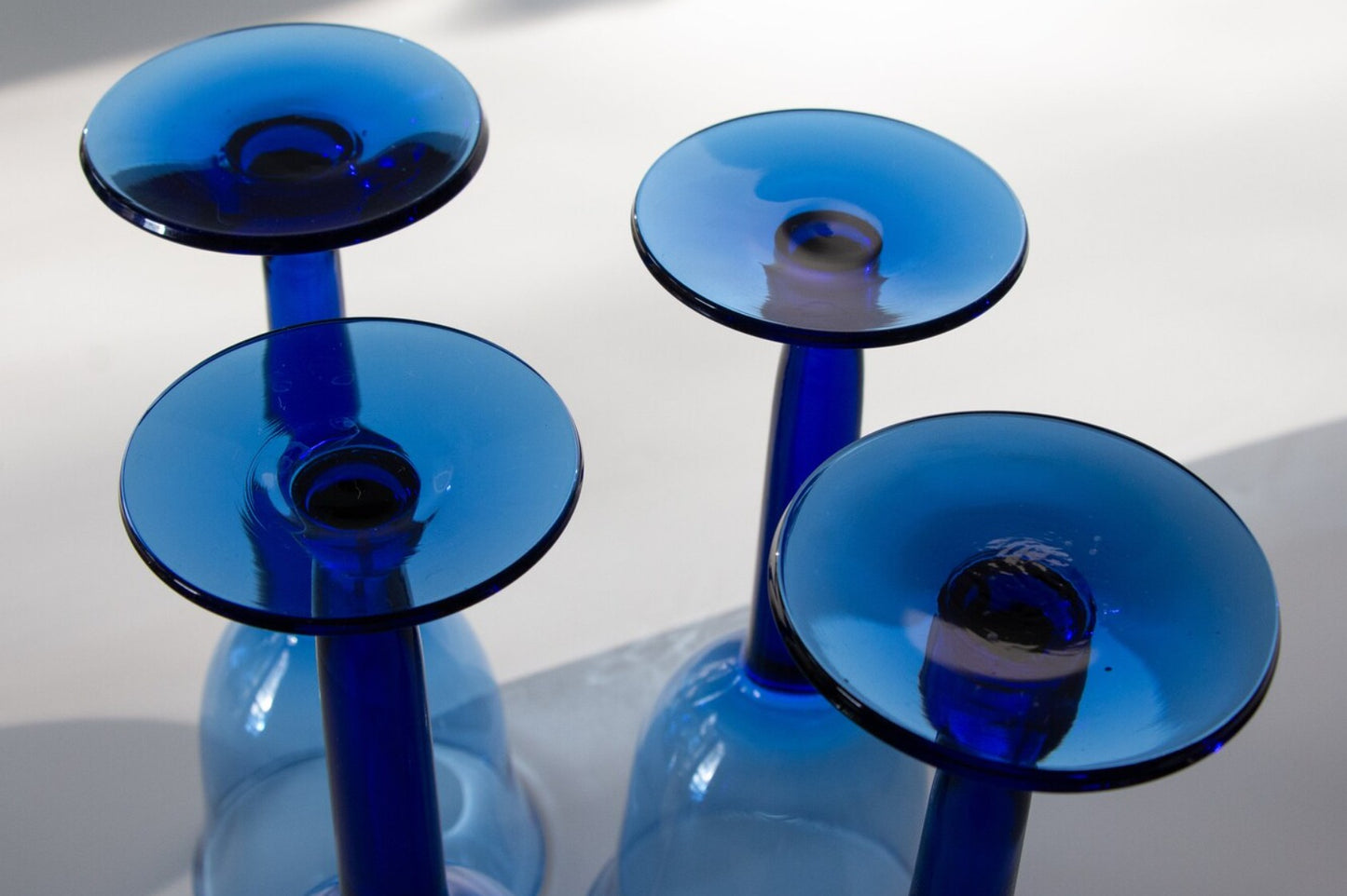 Vintage Cobalt Stemmed Wine Glasses