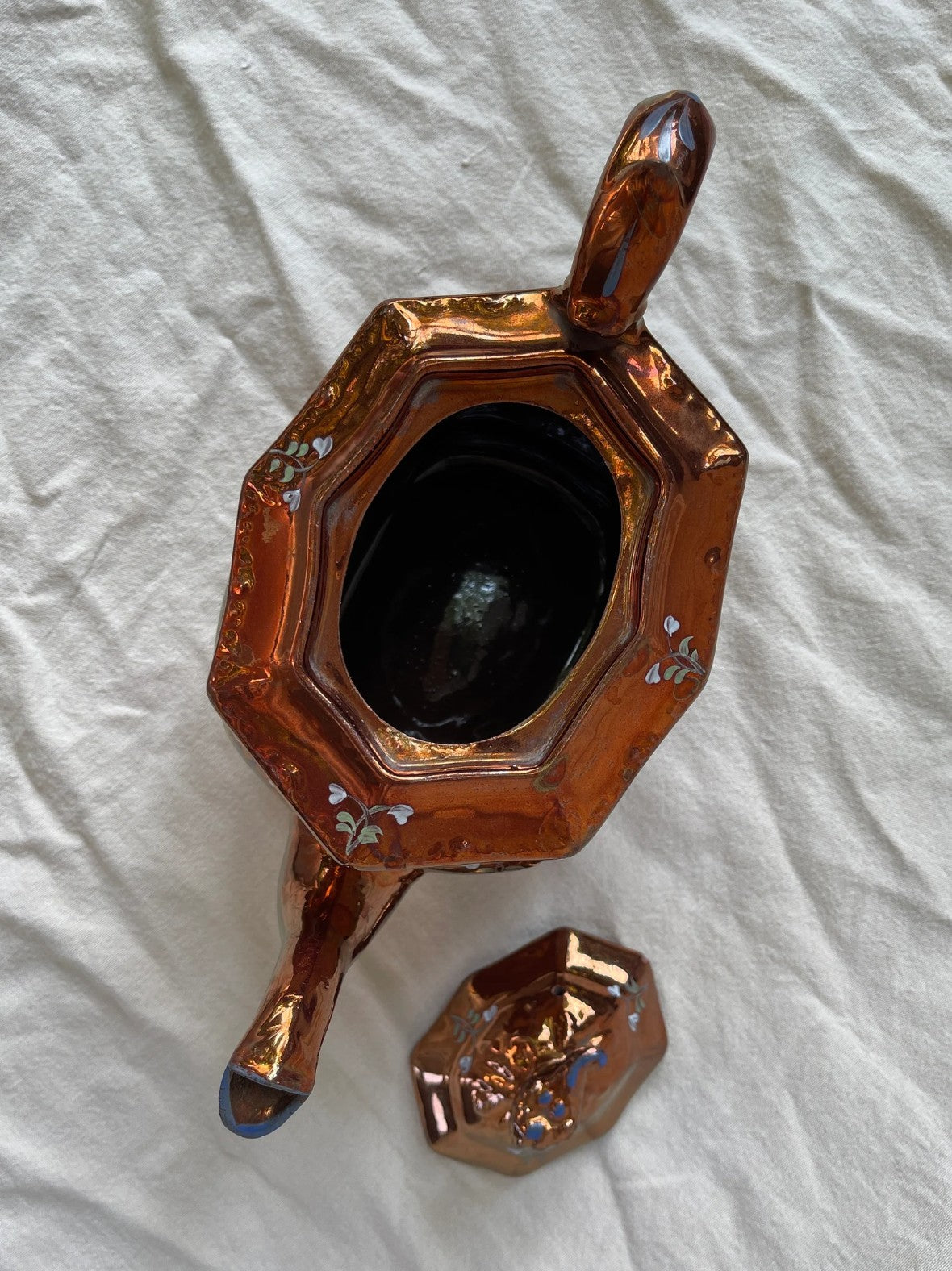 Antique Copper Lustre Teapot