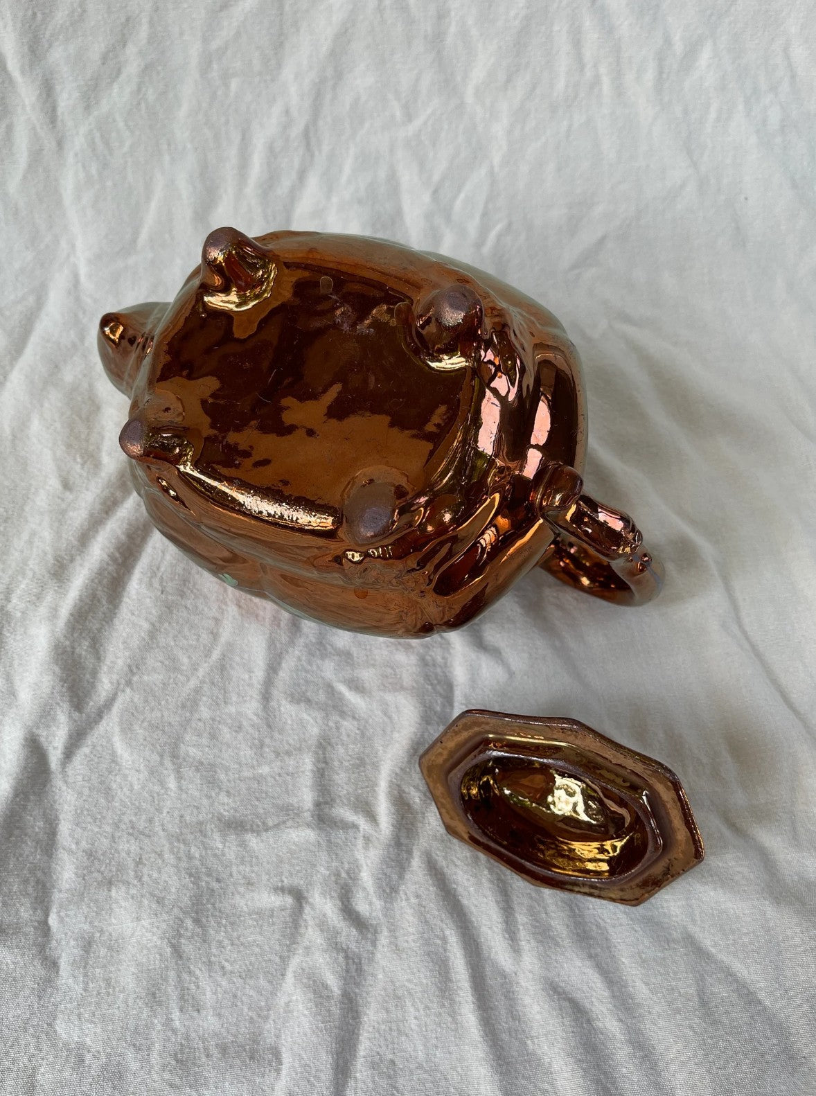 Antique Copper Lustre Teapot