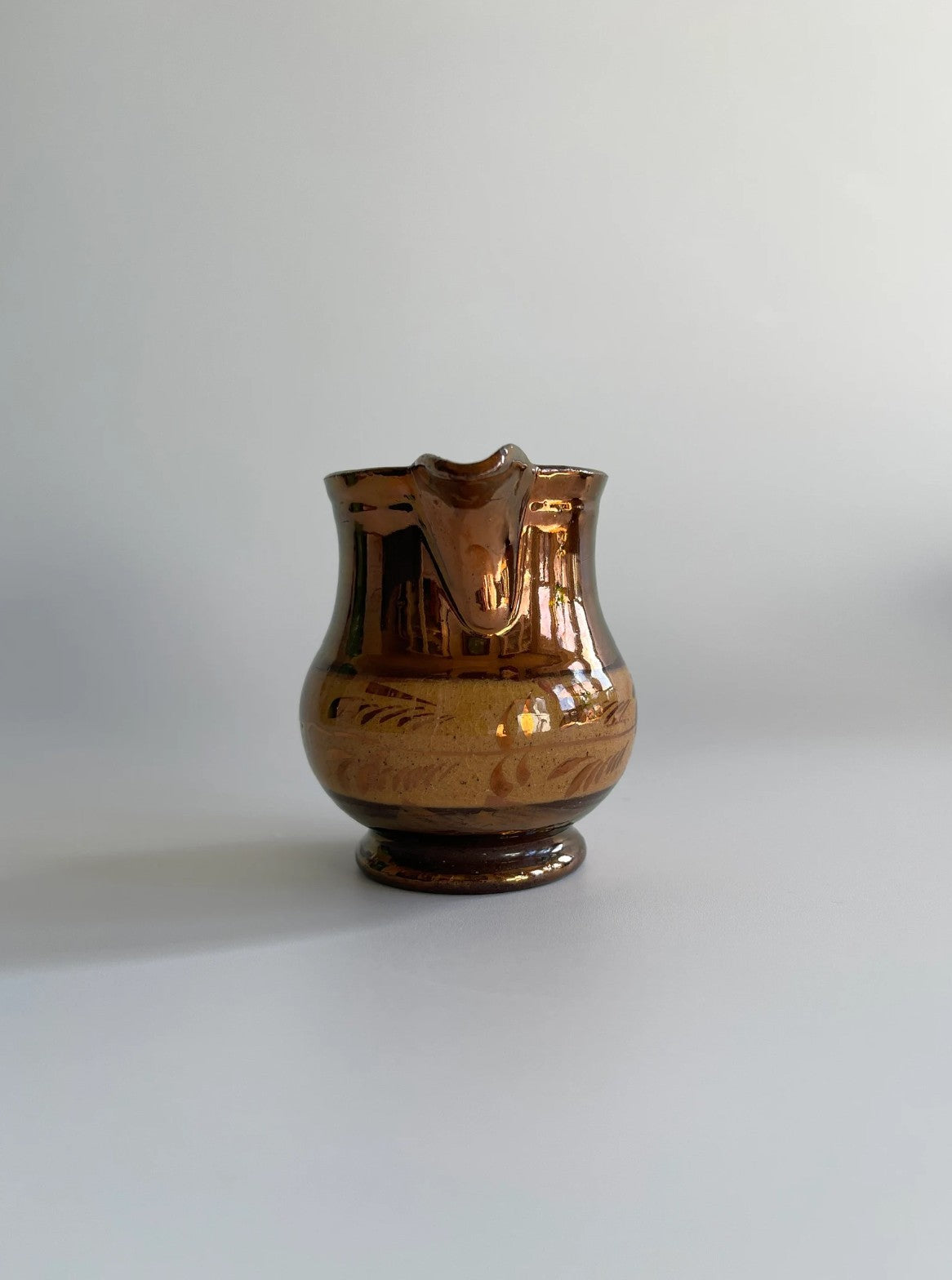 19th Century Copper Luster Creamer & Sugar Bowl