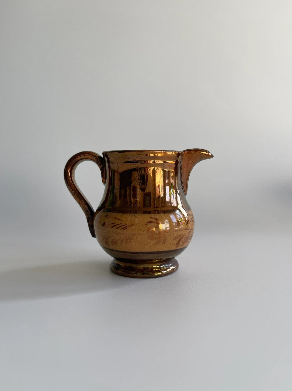 19th Century Copper Luster Creamer & Sugar Bowl
