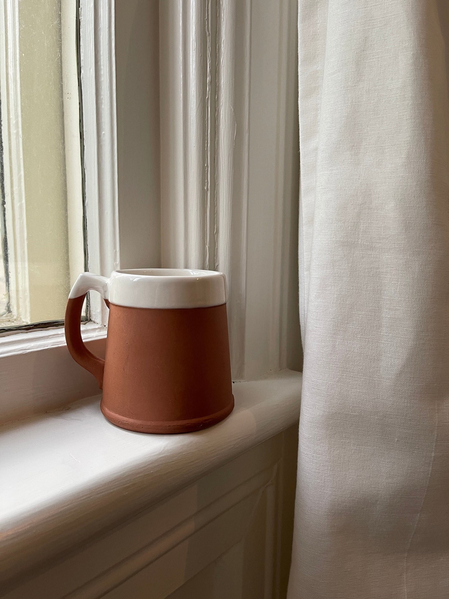 Vintage English Glazed Terracotta Pottery Mug