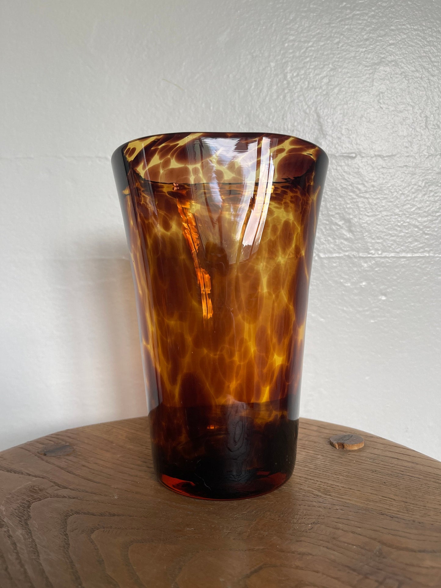 Vintage Tortoise Shell Blown Glass Vase