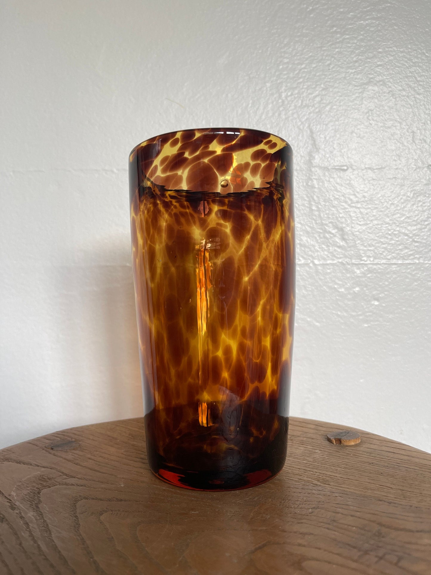 Vintage Tortoise Shell Blown Glass Vase