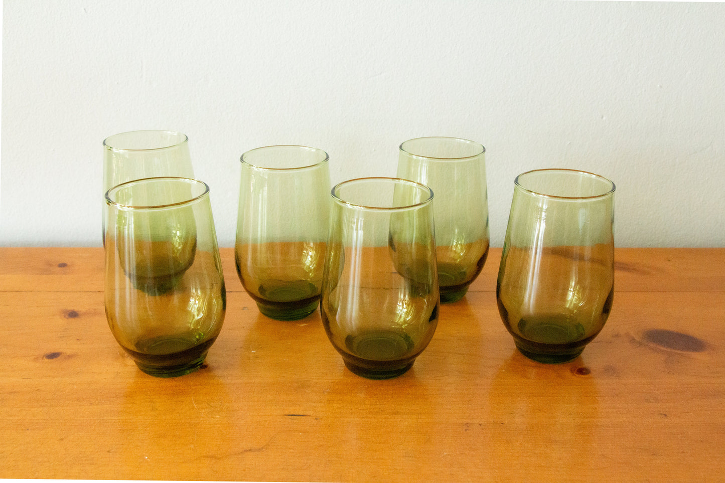 Vintage Libbey Tempo Green Glass Tumblers