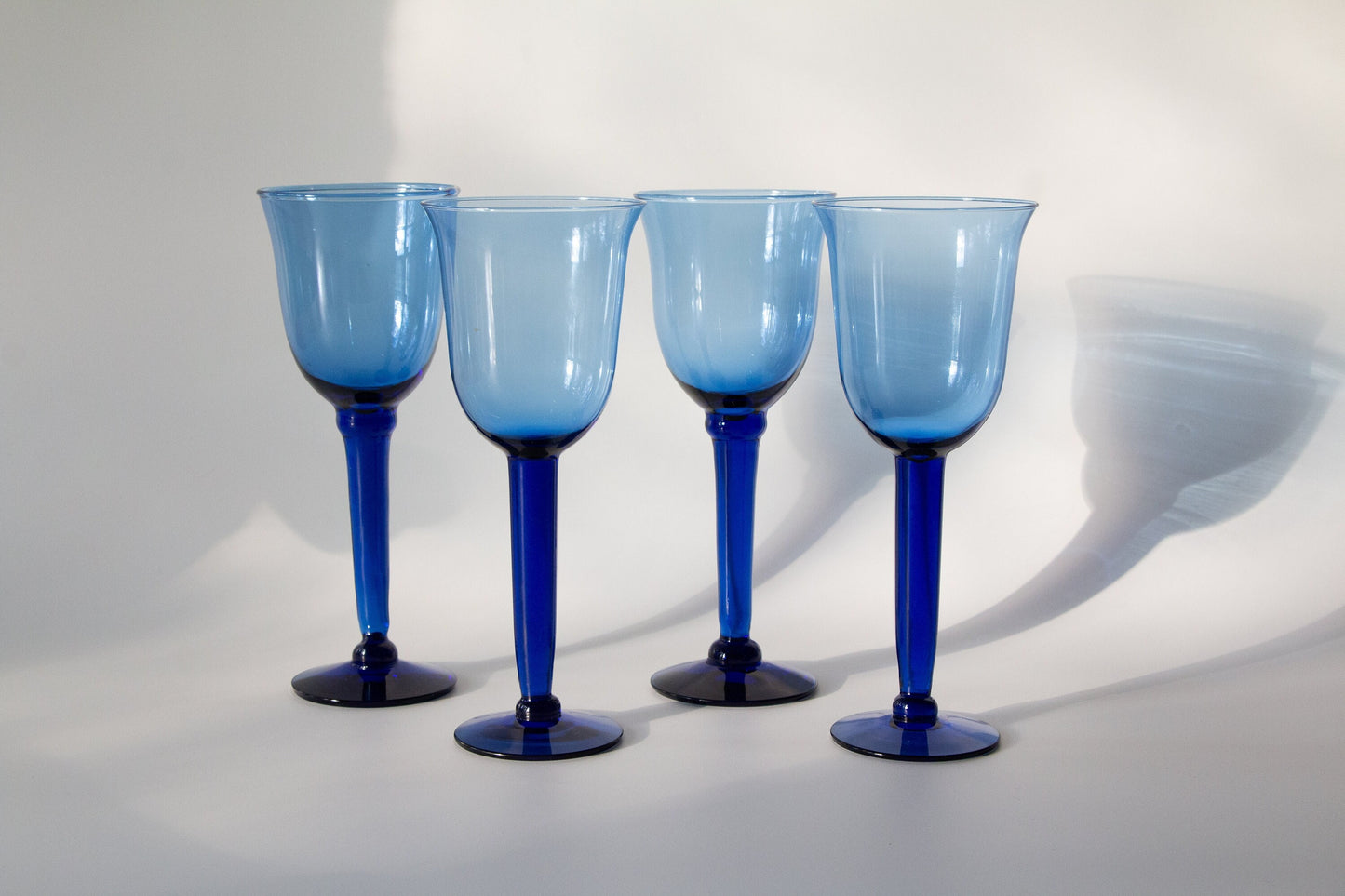 Vintage Cobalt Stemmed Wine Glasses