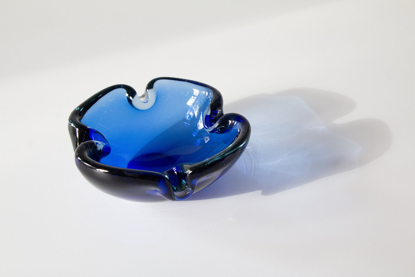 Vintage Murano Sommerso Cobalt Ashtray