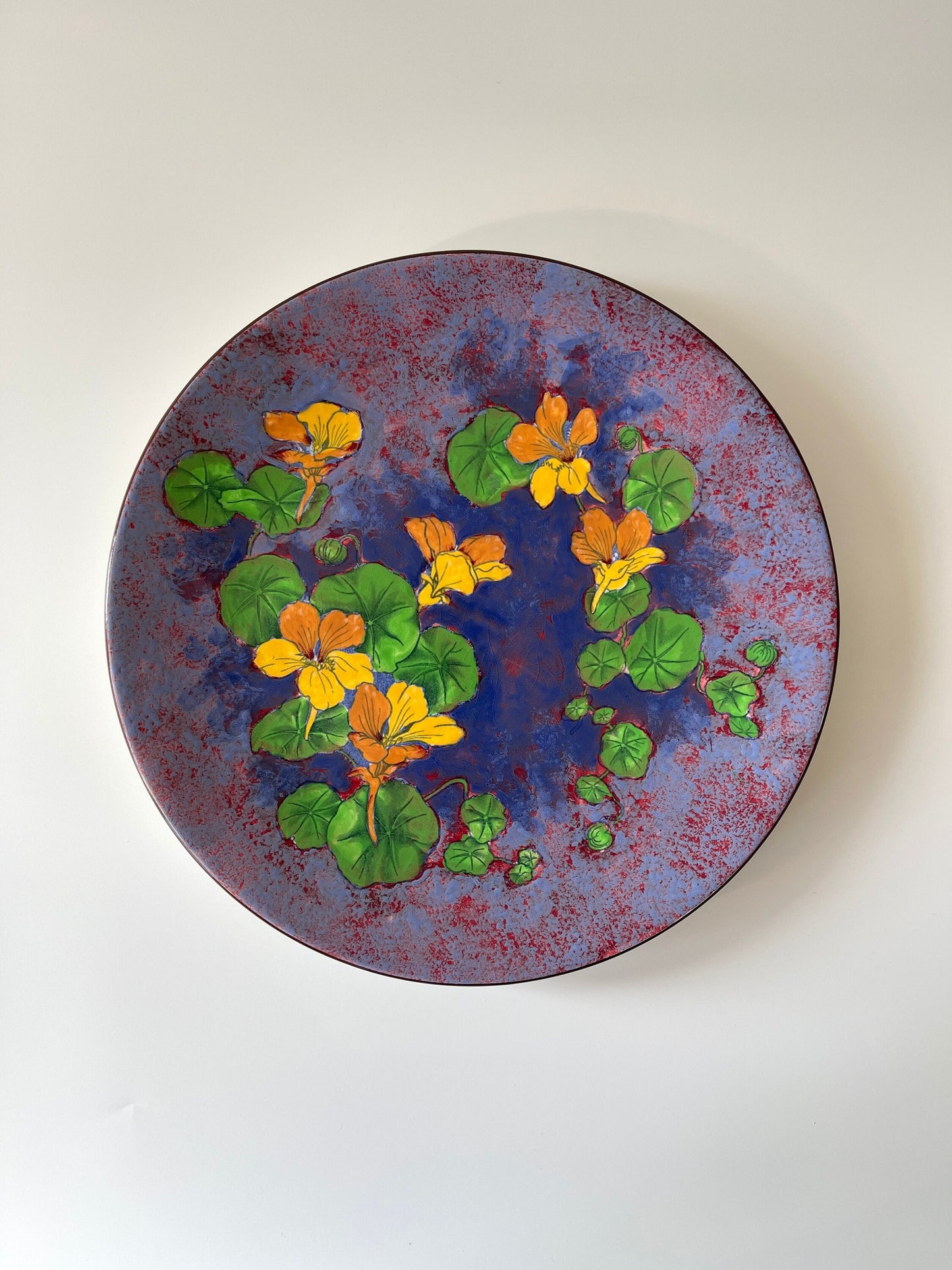Vintage Hand Painted Nasturtium Platter
