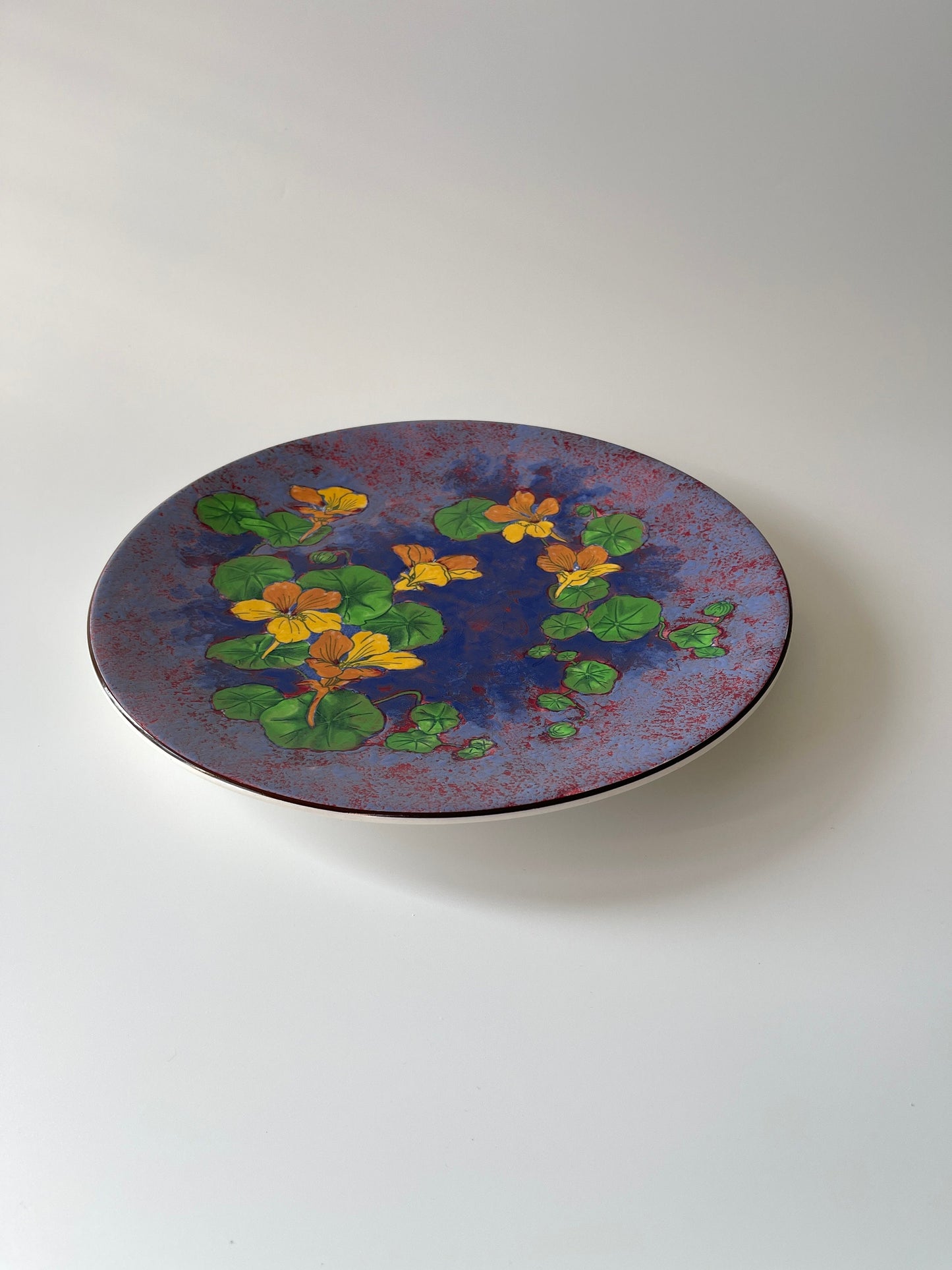 Vintage Hand Painted Nasturtium Platter