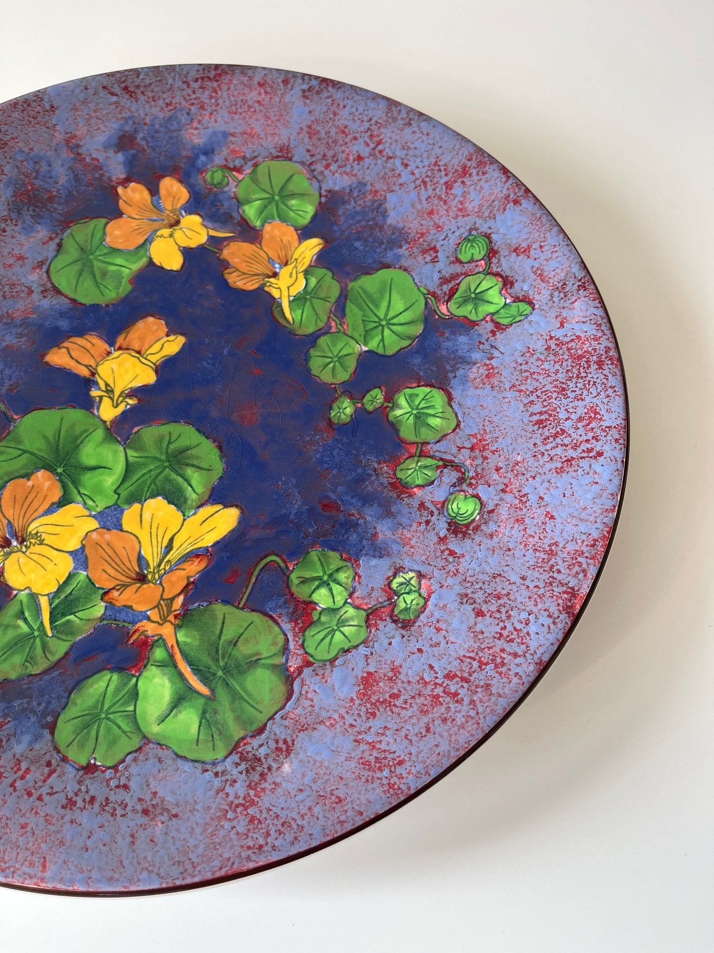 Vintage Hand Painted Nasturtium Platter