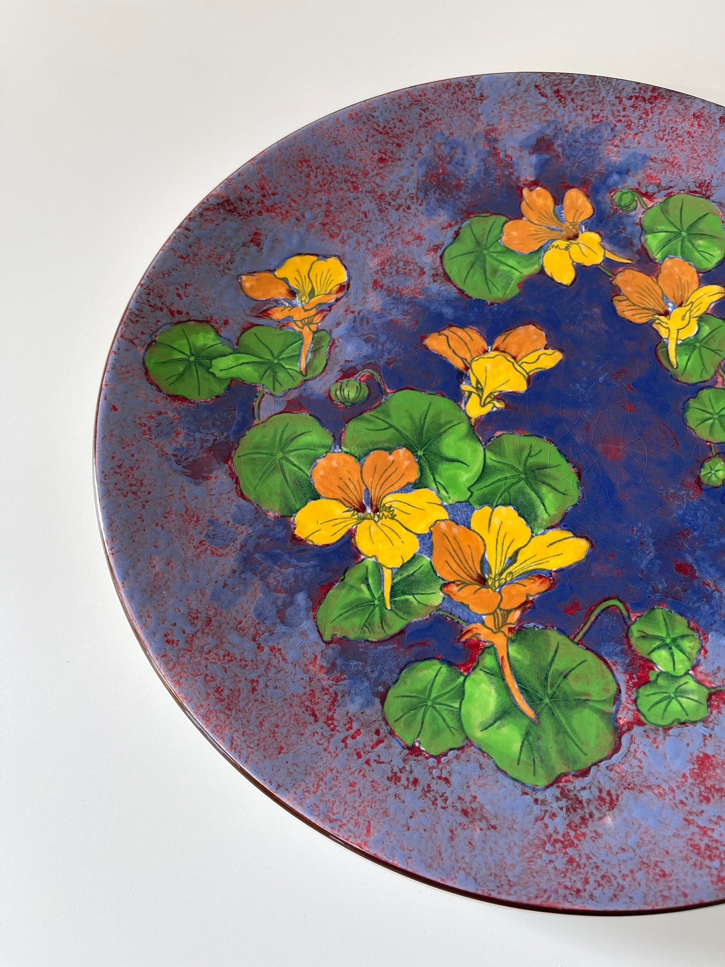 Vintage Hand Painted Nasturtium Platter