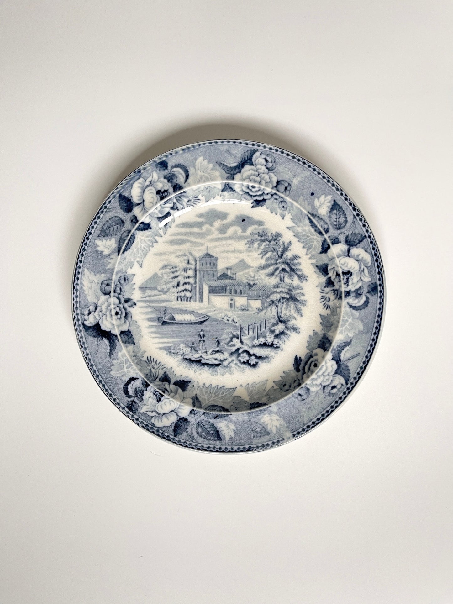 Antique Wedgwood Transferware Blue Rose Plates