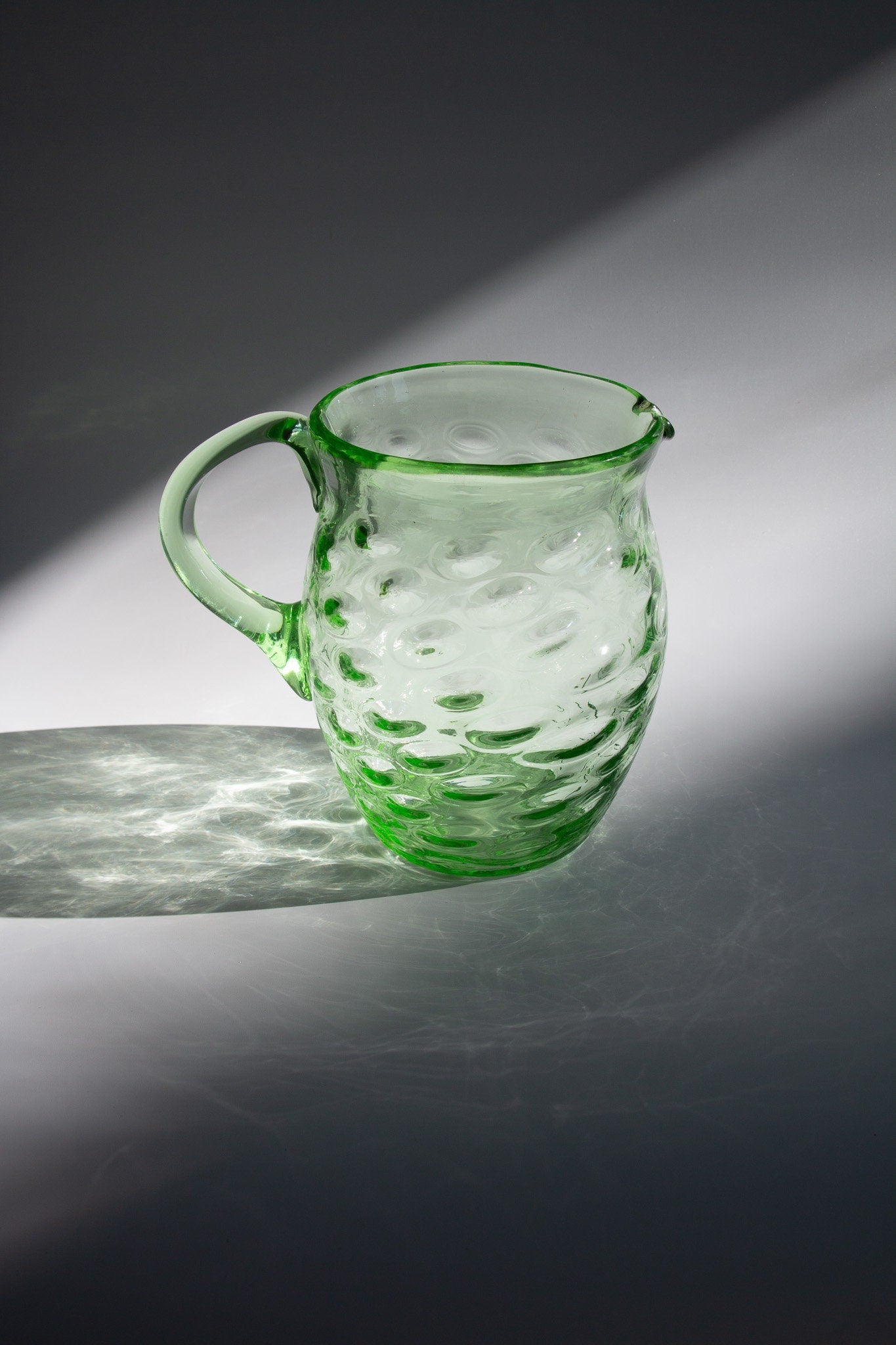 Vintage Coin Dot Art Glass Pitcher