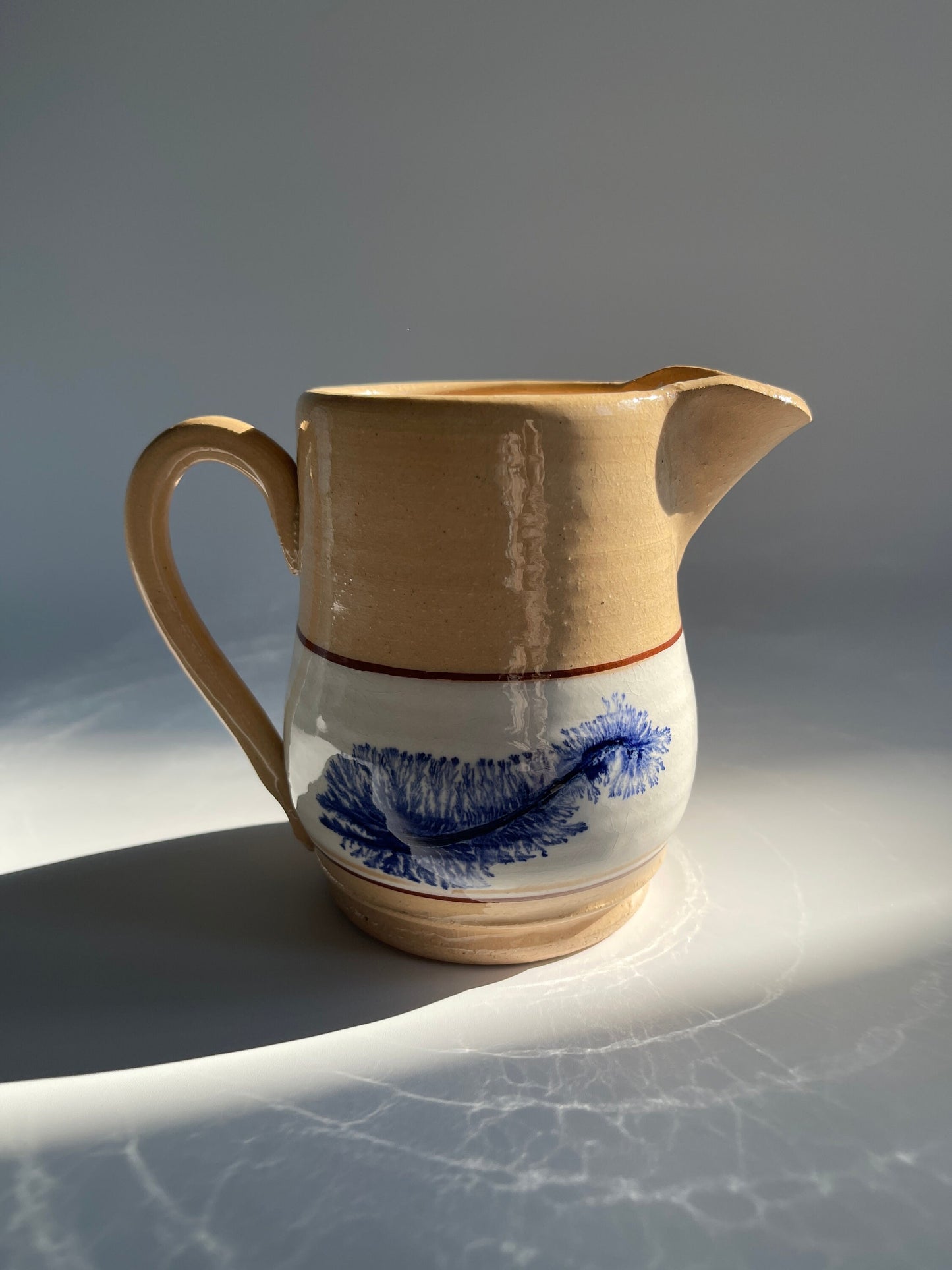 Vintage East Knoll Pottery Mochaware Pitcher