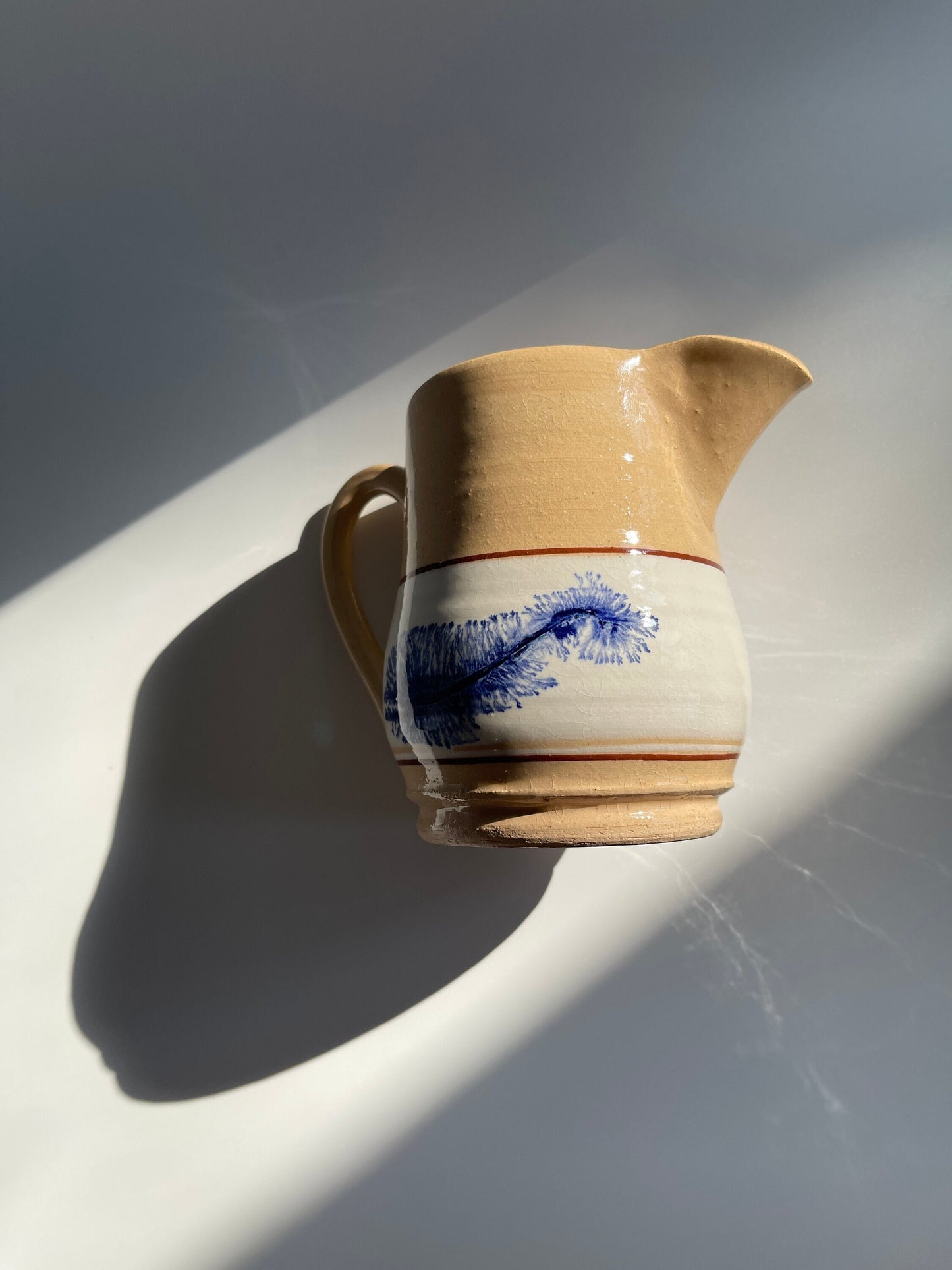 Vintage East Knoll Pottery Mochaware Pitcher