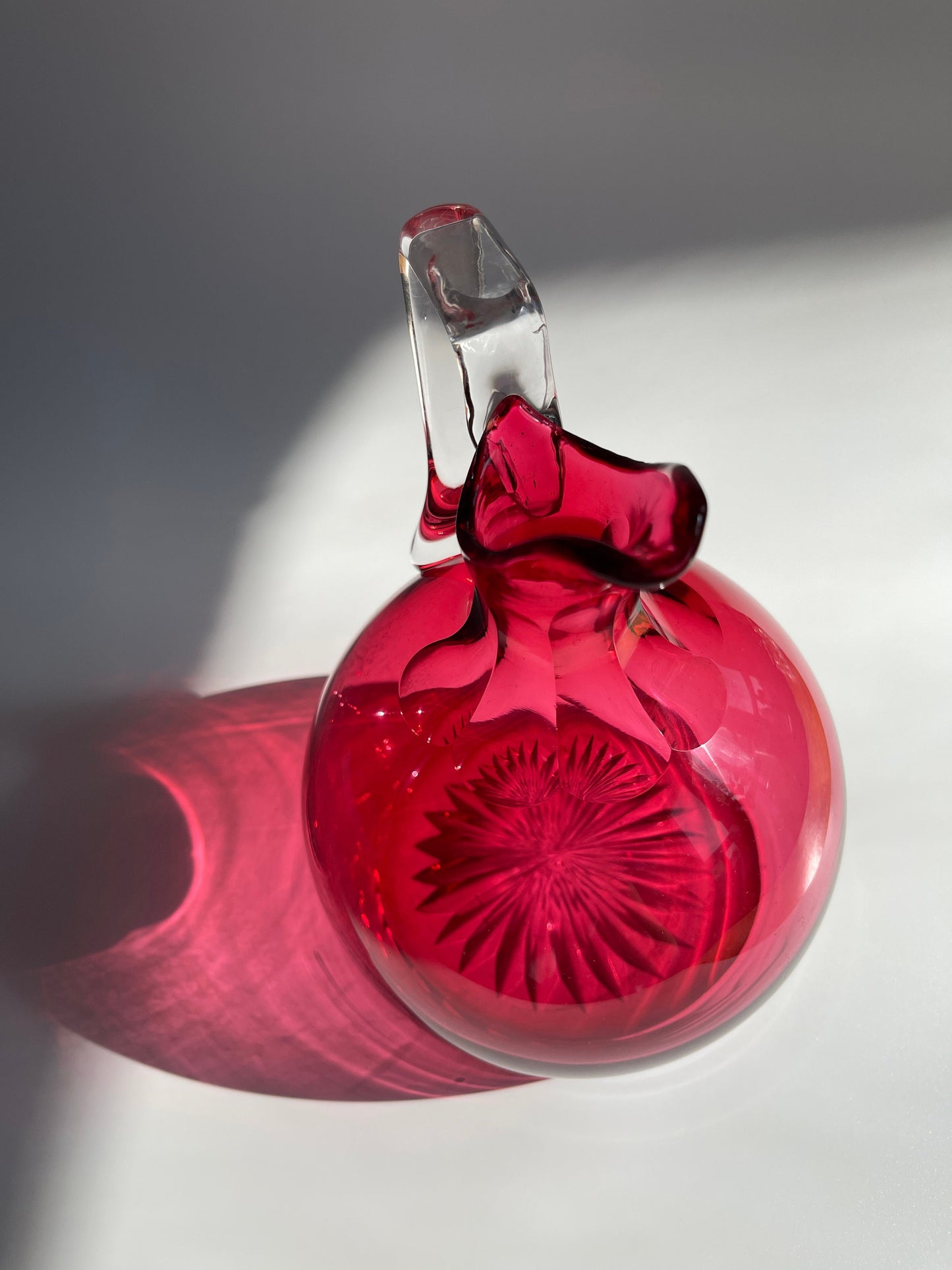 Antique Victorian Cranberry Glass Jug, c1850