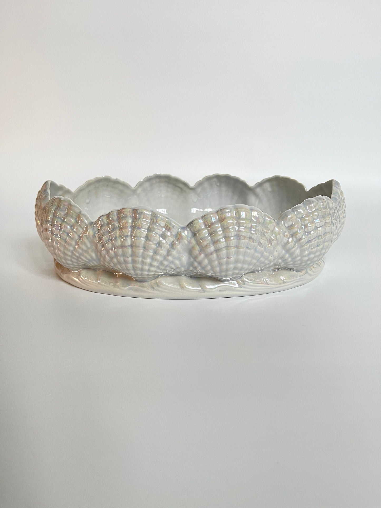 Vintage Lustre Scallop Shell Jardiniere / Cache Pot