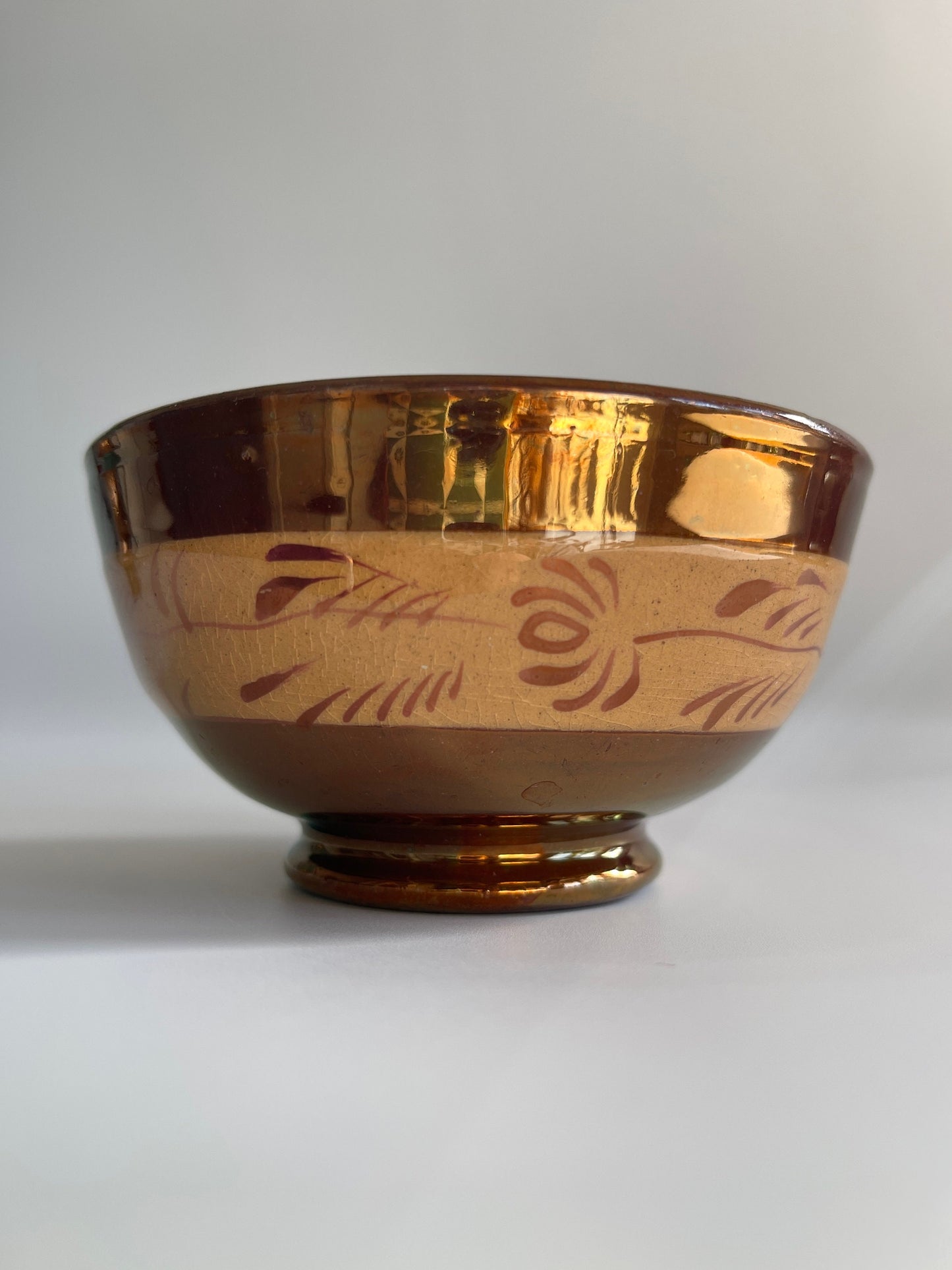 19th Century Copper Luster Creamer & Sugar Bowl