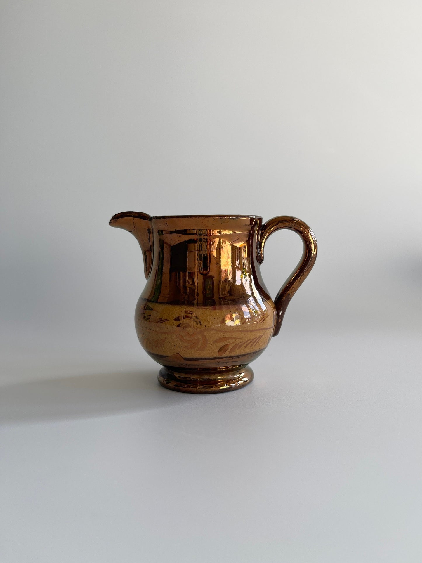 19th Century Copper Luster Creamer & Sugar Bowl