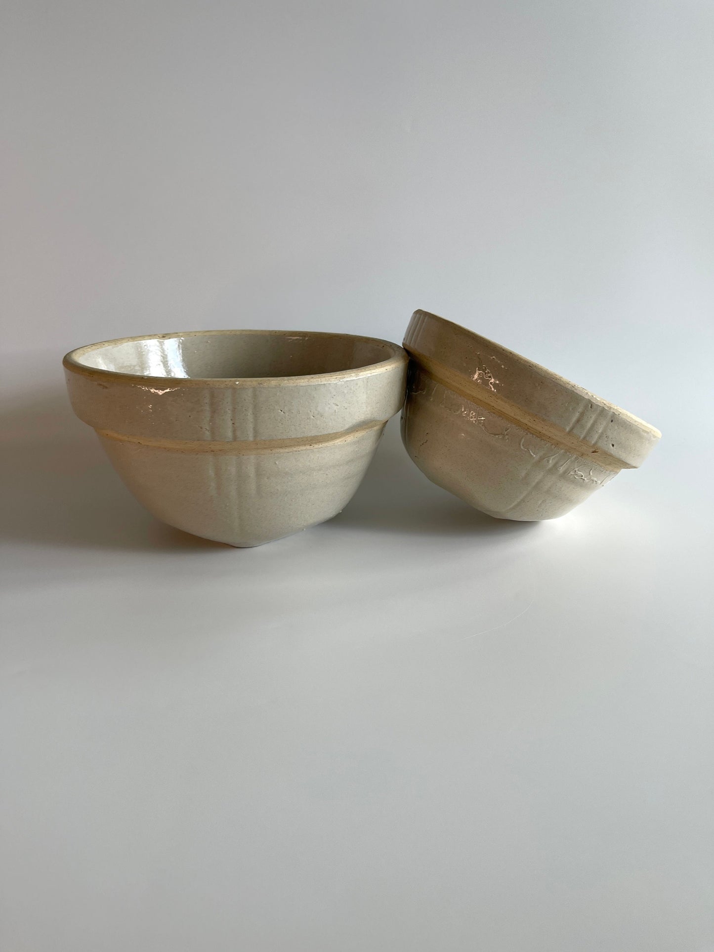 Small Nesting Stoneware Mixing Bowls, c1940s