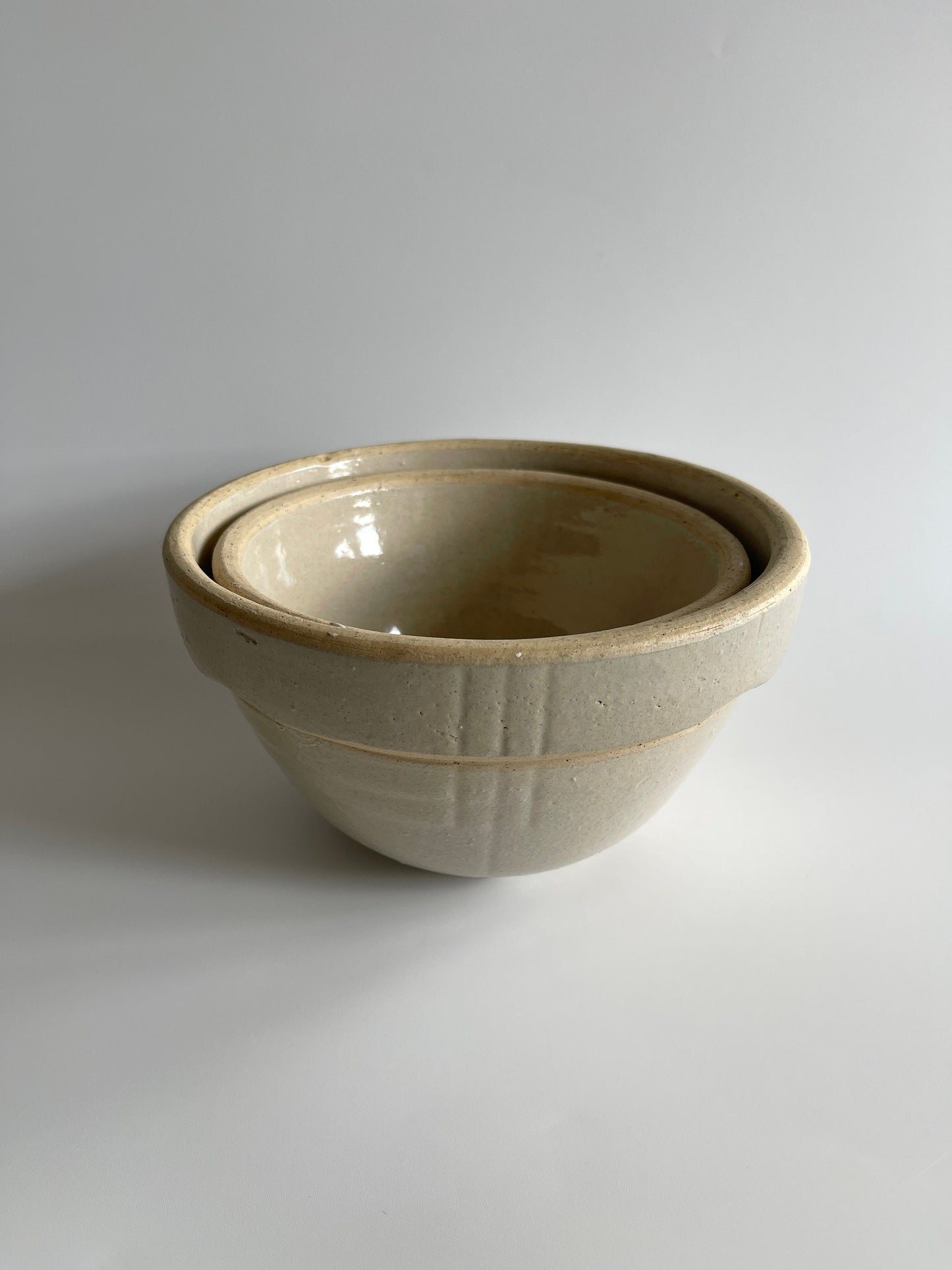 Small Nesting Stoneware Mixing Bowls, c1940s