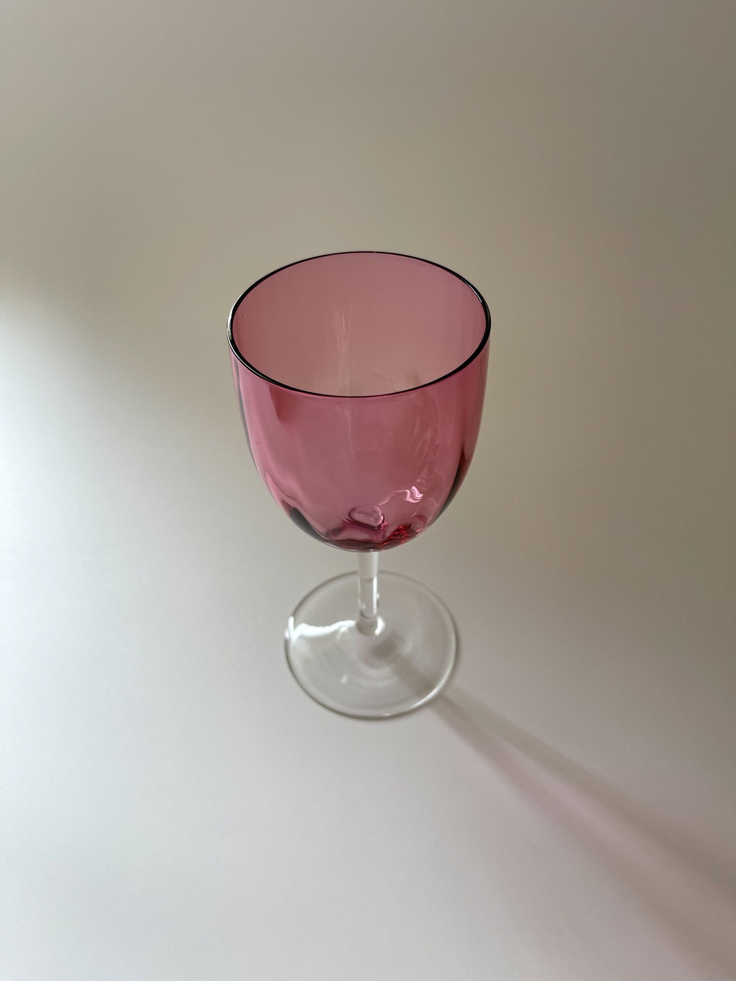Vintage Cranberry Crystal Fluted Wine Glasses