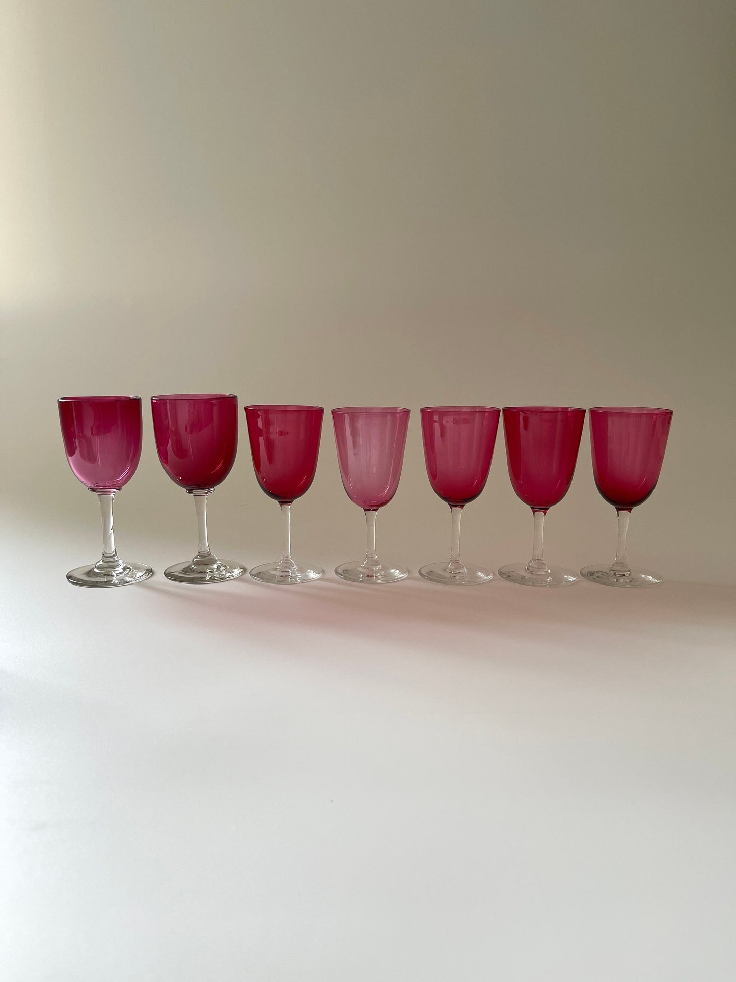 Antique Cranberry Crystal Sherry Glasses