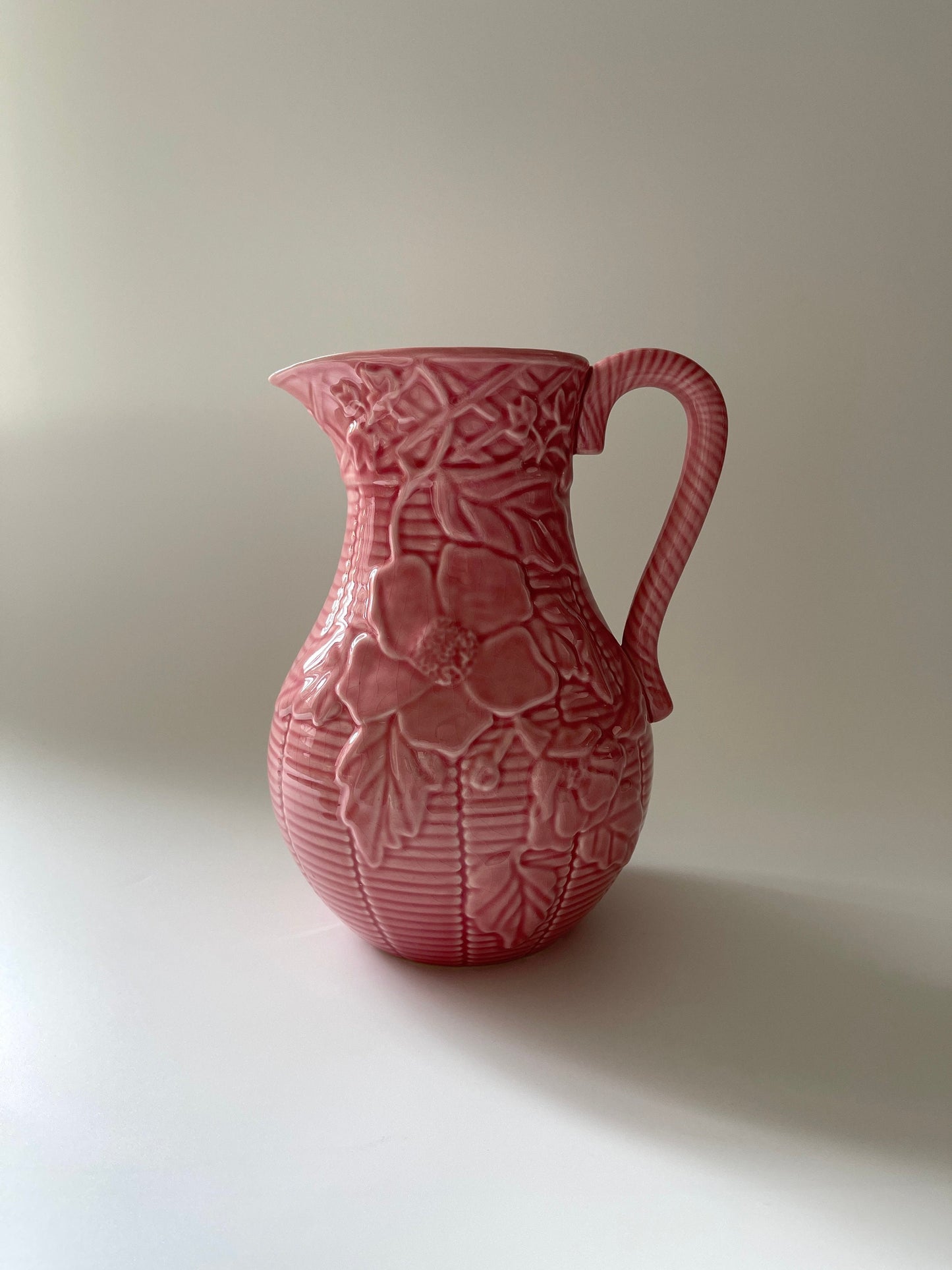 Bordallo Pinheiro Pink Floral Pitcher