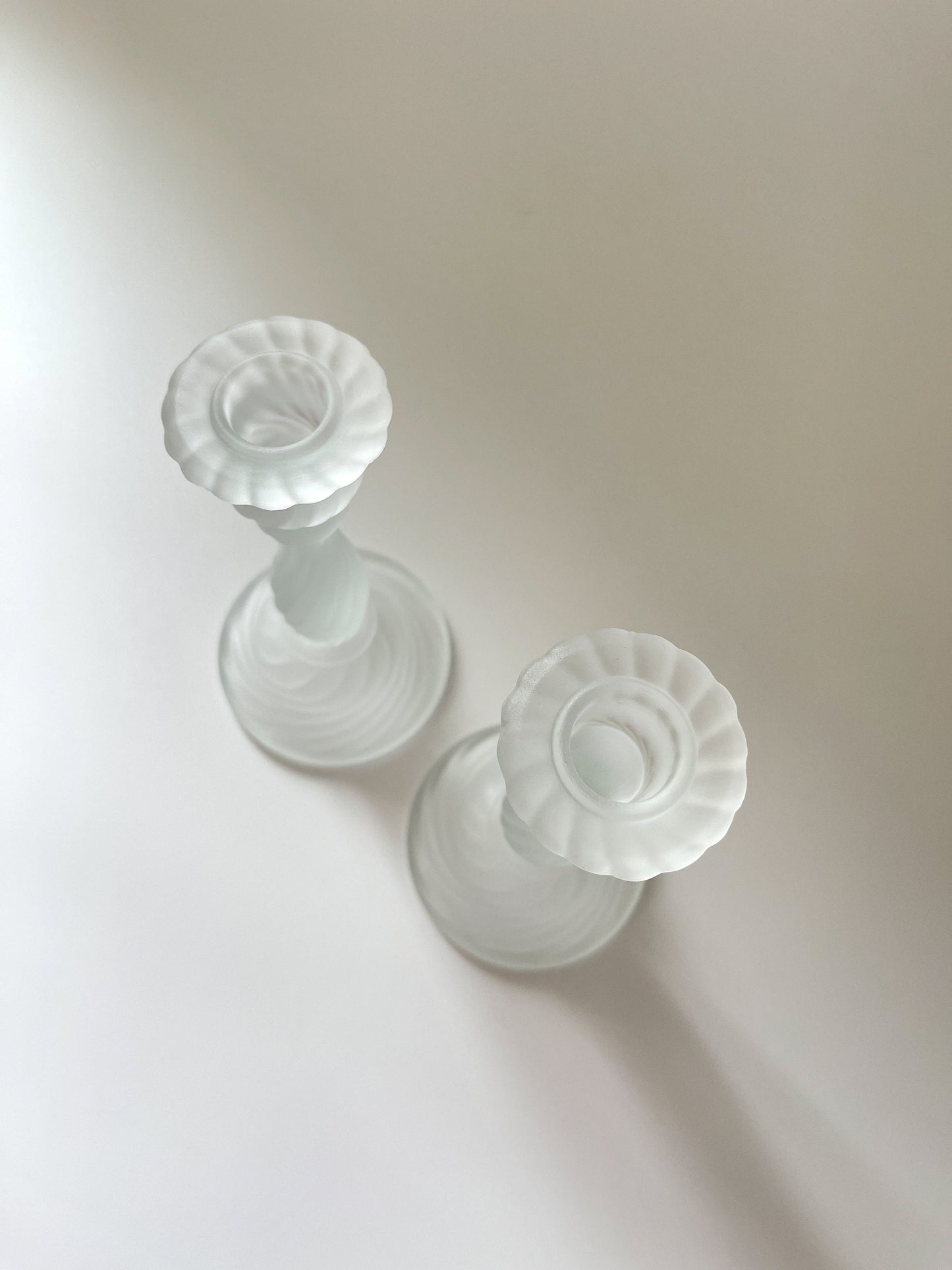 Vintage Satin Glass Swirl Candlestick Holders
