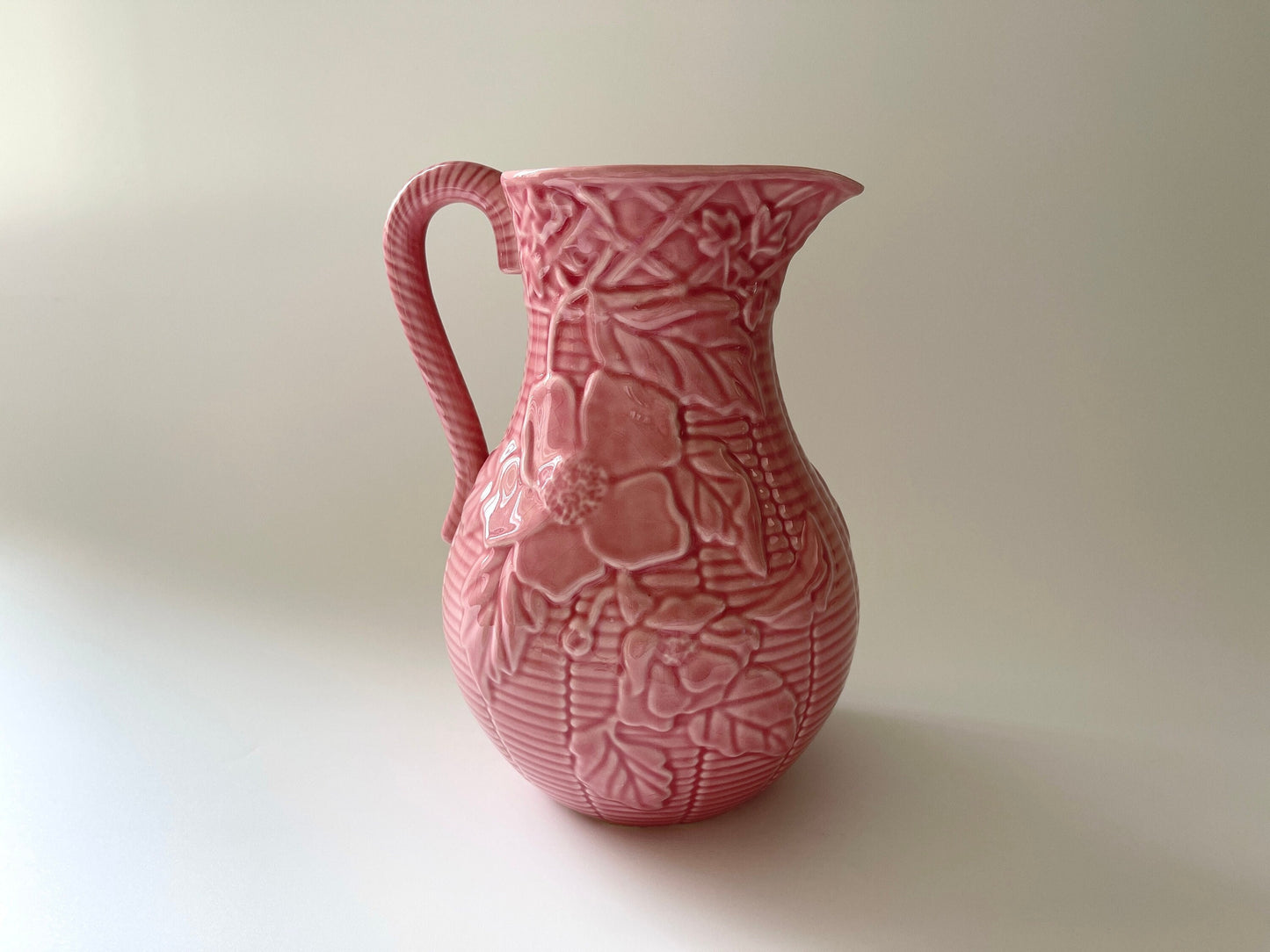 Bordallo Pinheiro Pink Floral Pitcher