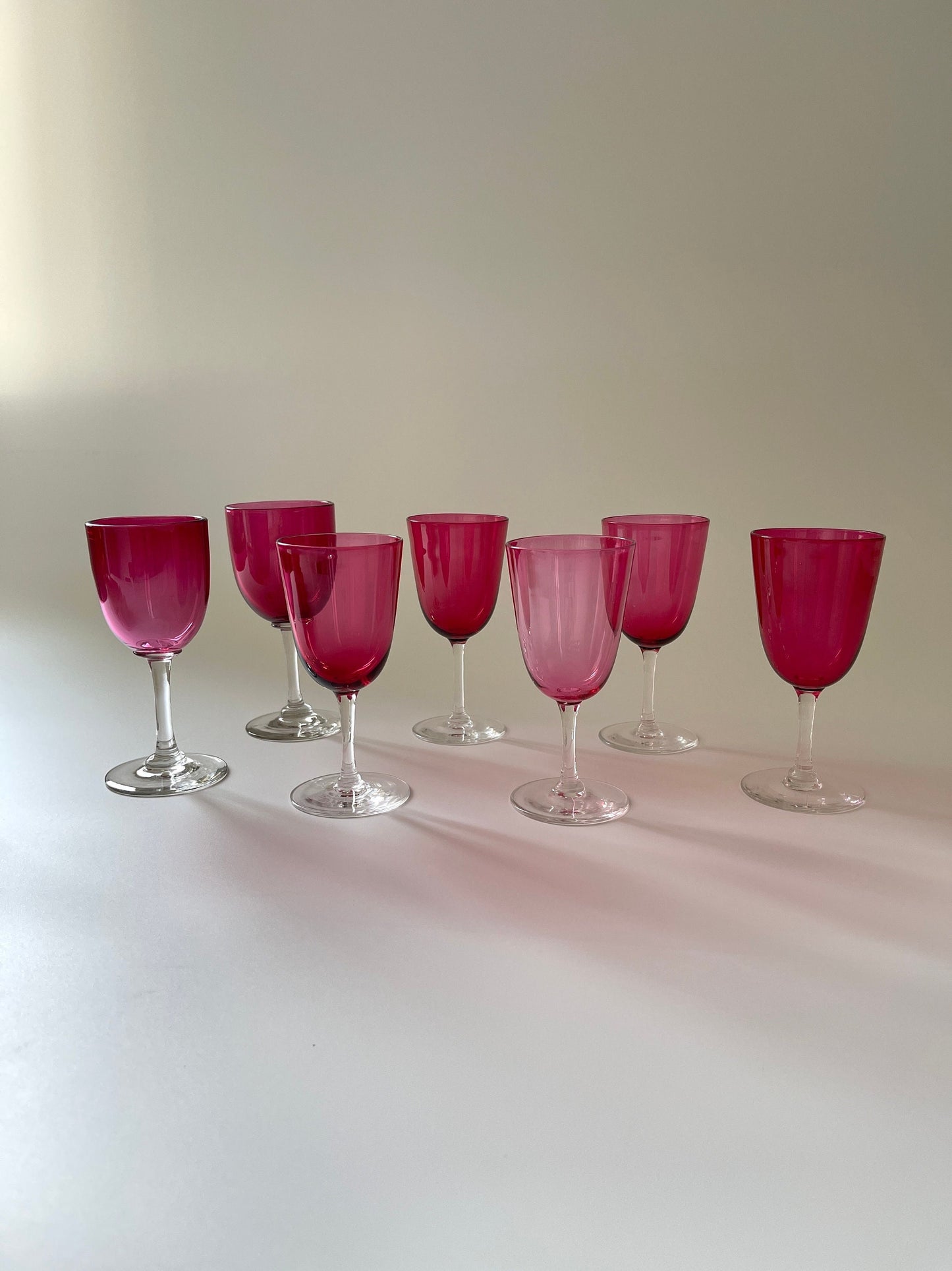 Antique Cranberry Crystal Sherry Glasses