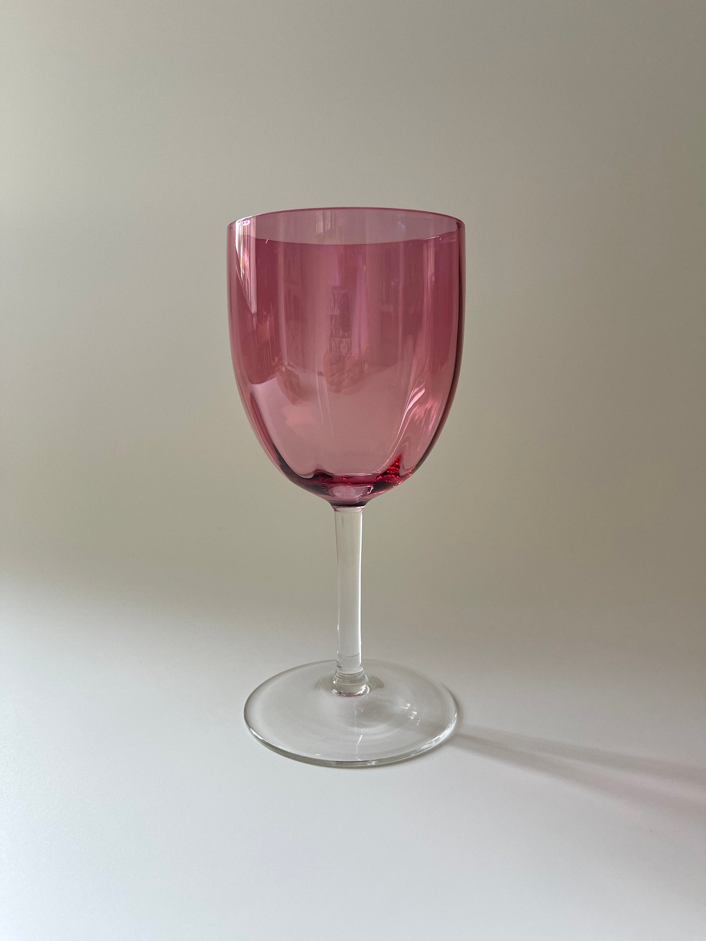 Vintage Cranberry Crystal Fluted Wine Glasses