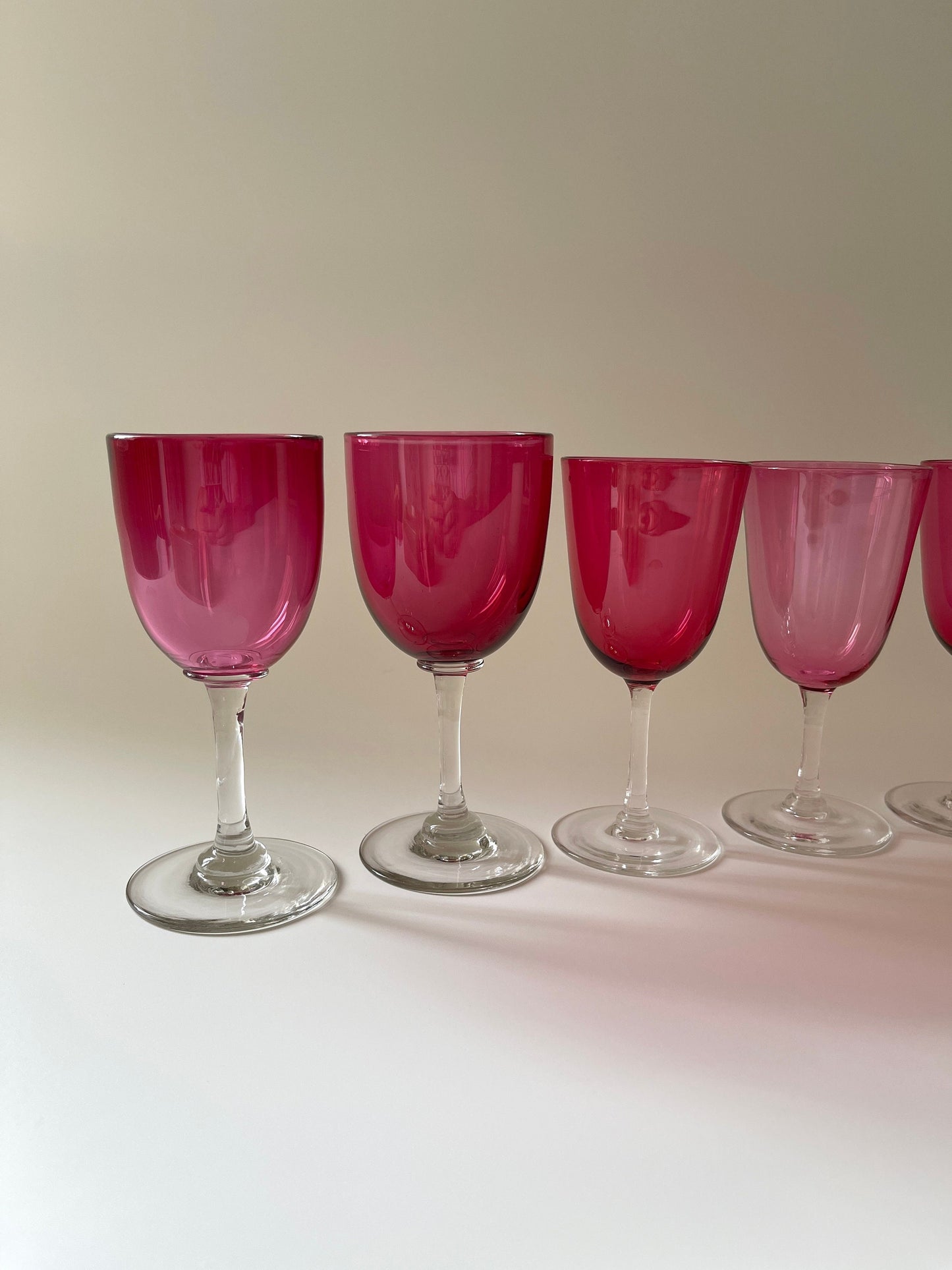 Antique Cranberry Crystal Sherry Glasses