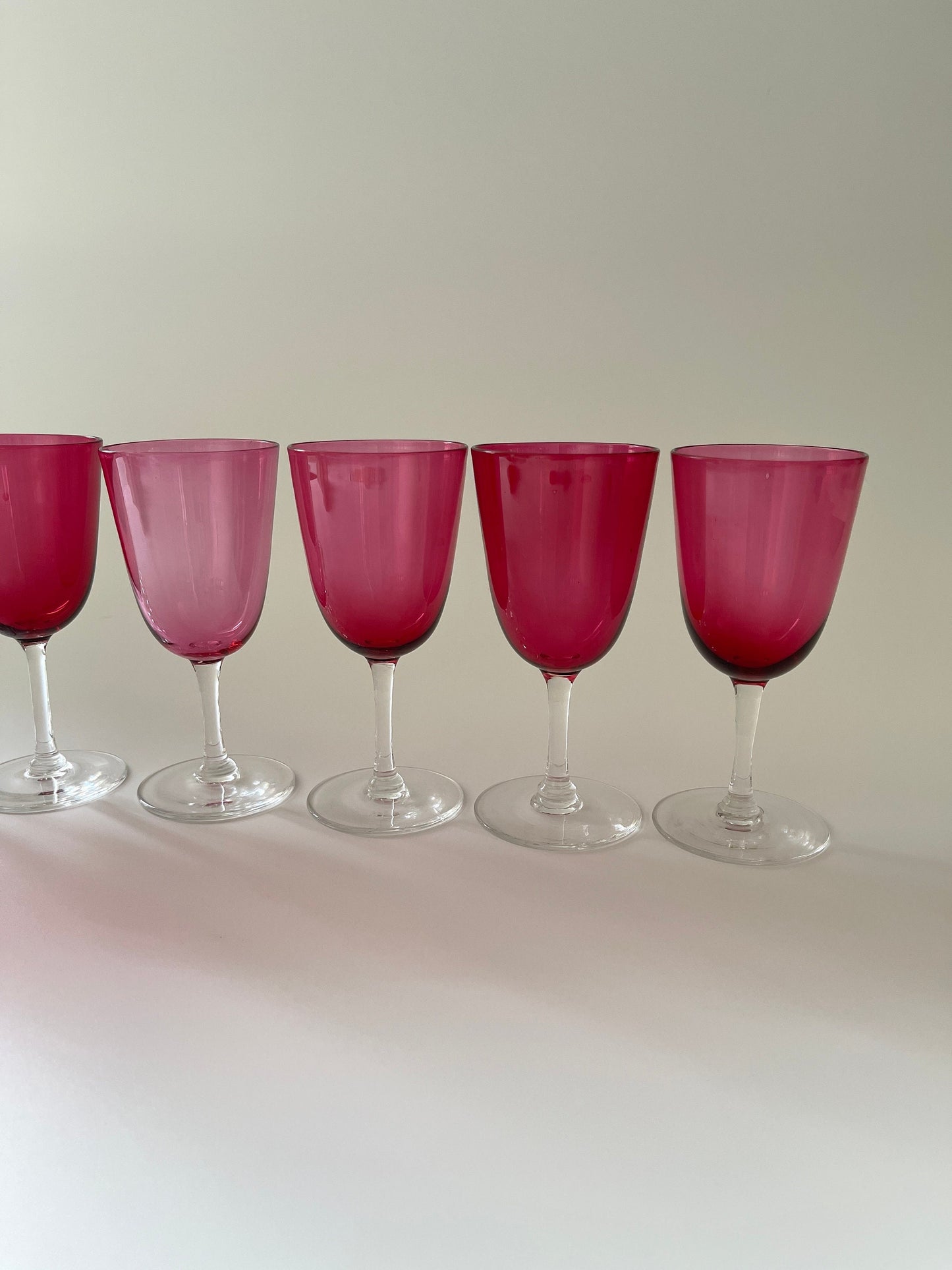 Antique Cranberry Crystal Sherry Glasses