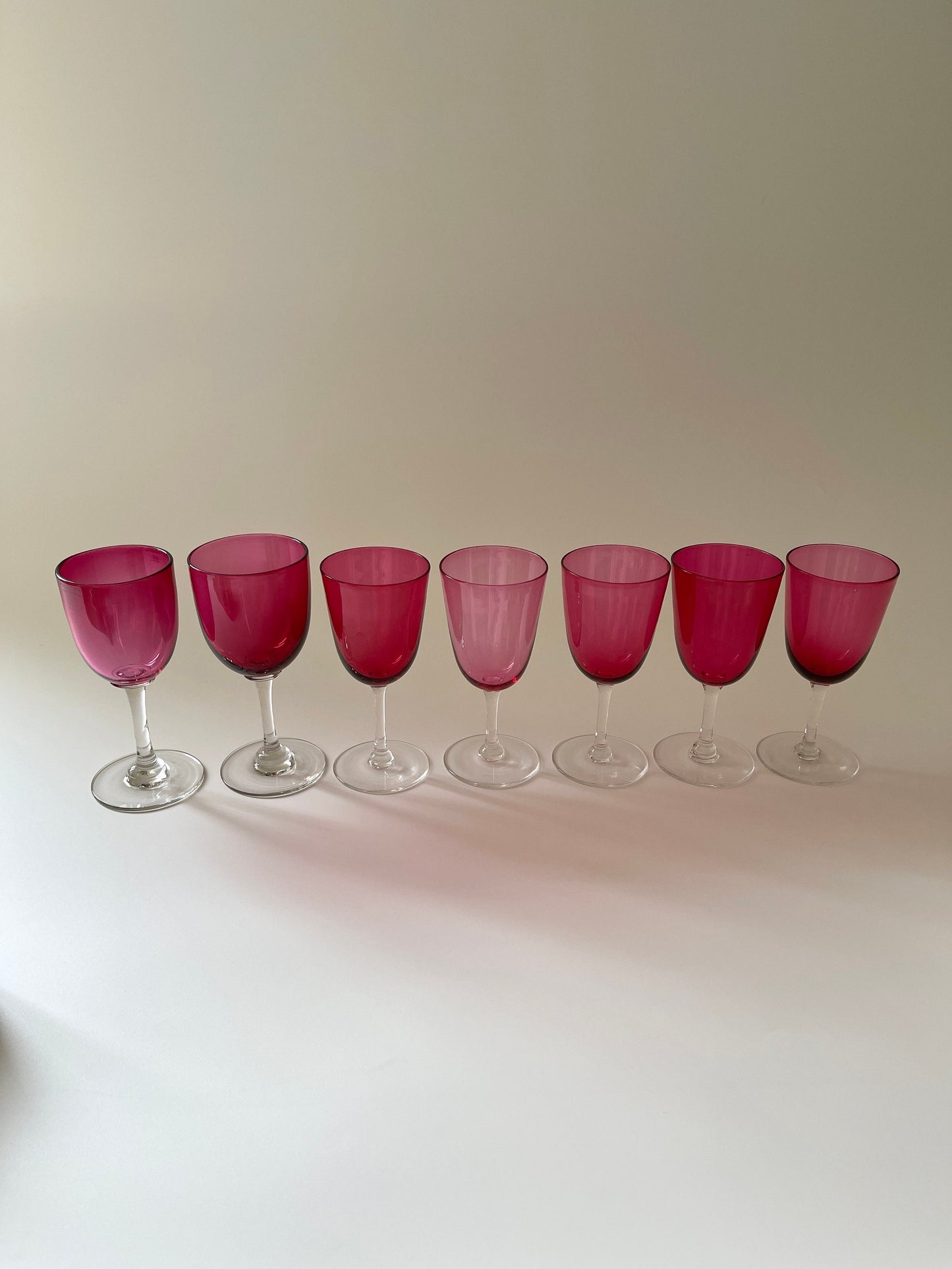 Antique Cranberry Crystal Sherry Glasses