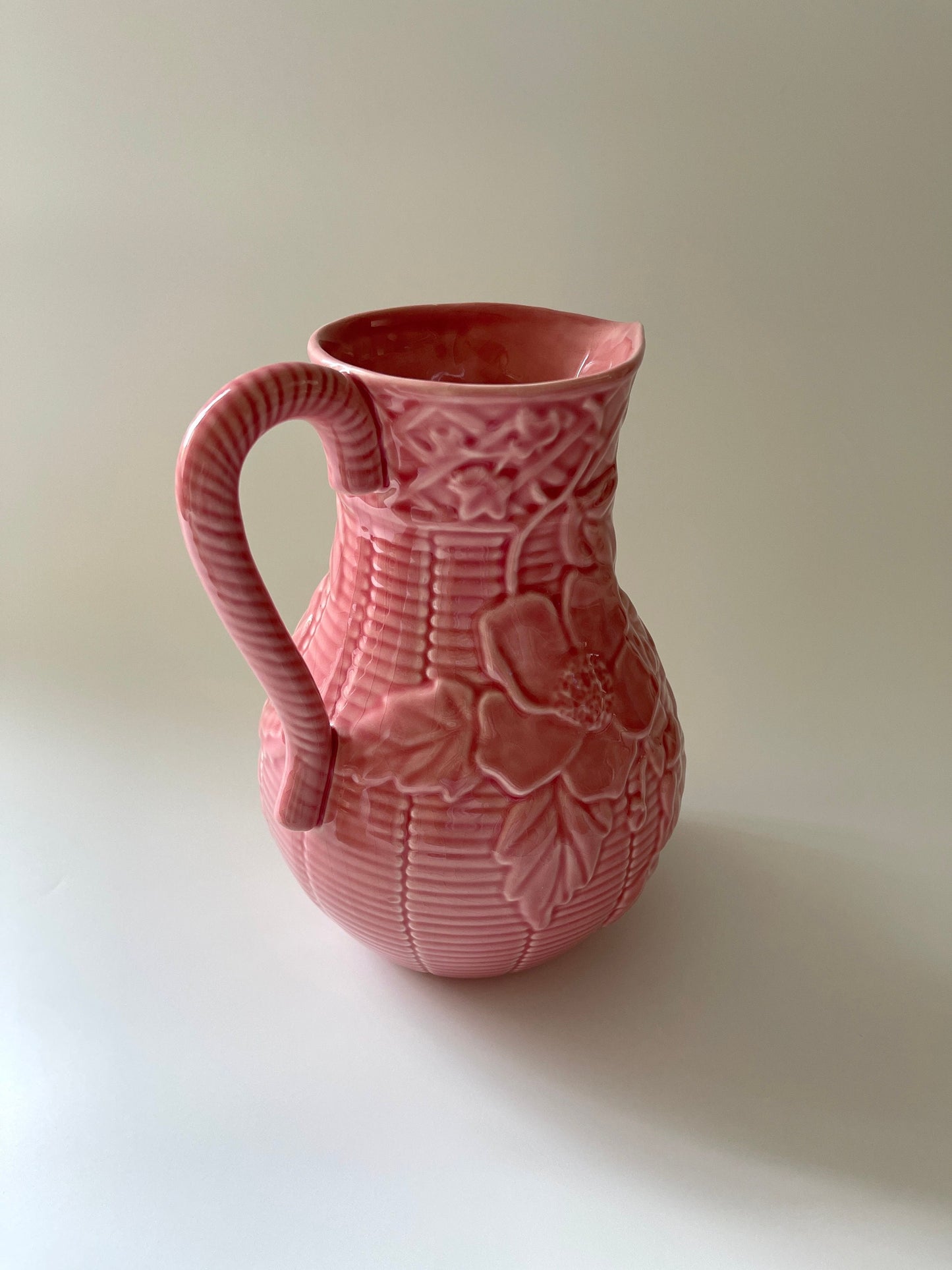 Bordallo Pinheiro Pink Floral Pitcher
