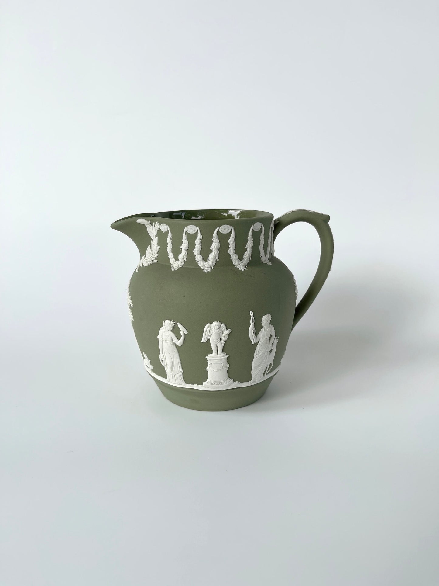 Vintage Wedgwood Green Jasperware Pitcher