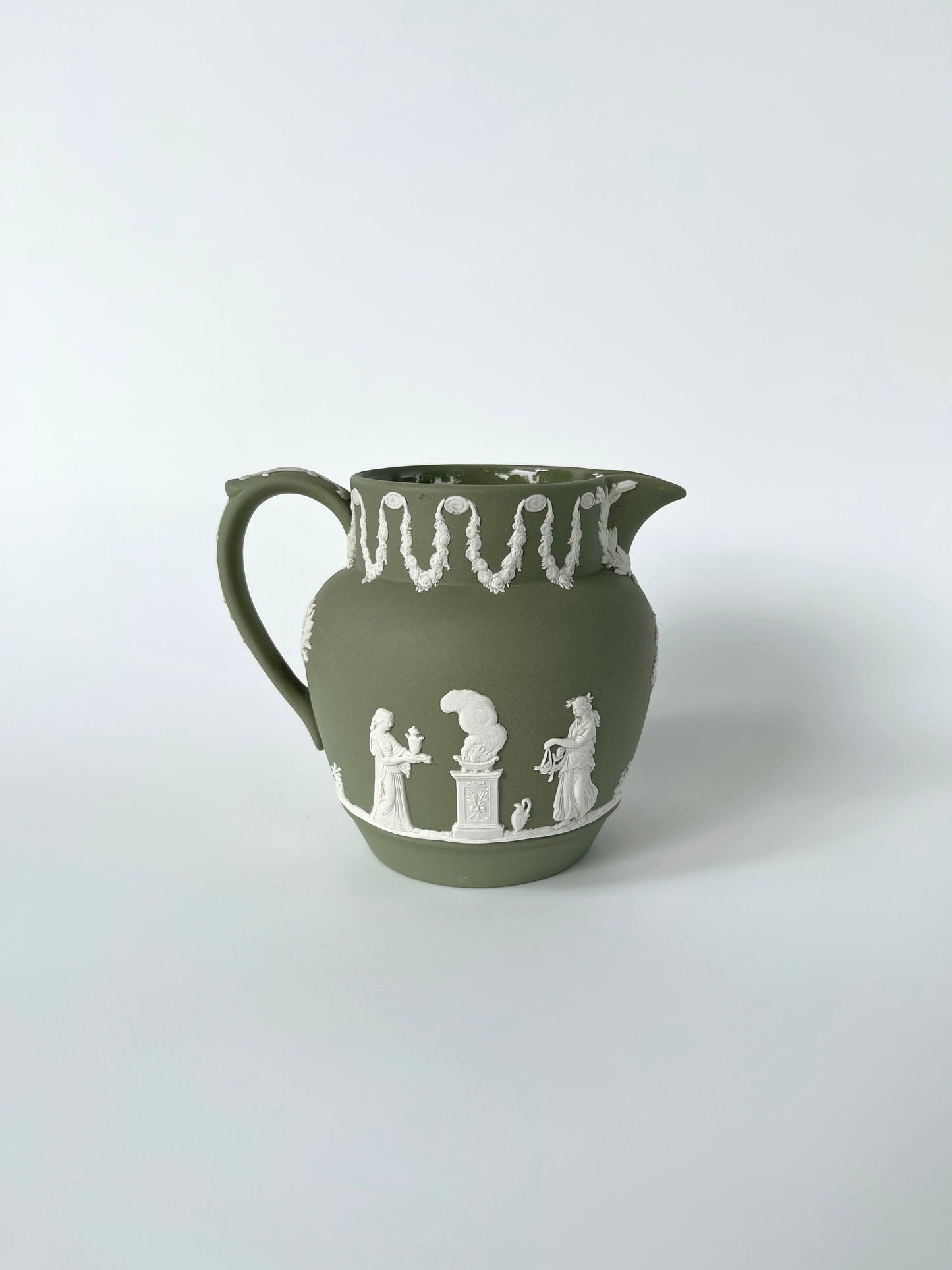 Vintage Wedgwood Green Jasperware Pitcher