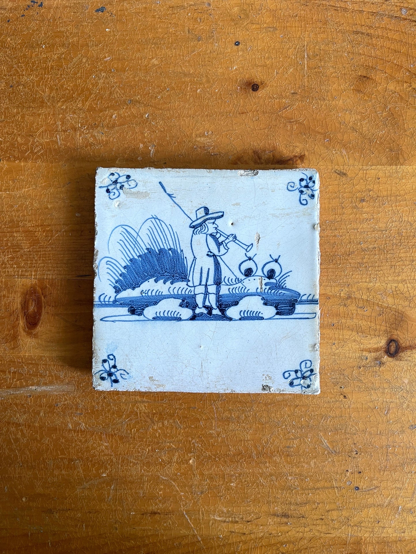 Antique Delft Blue Tile