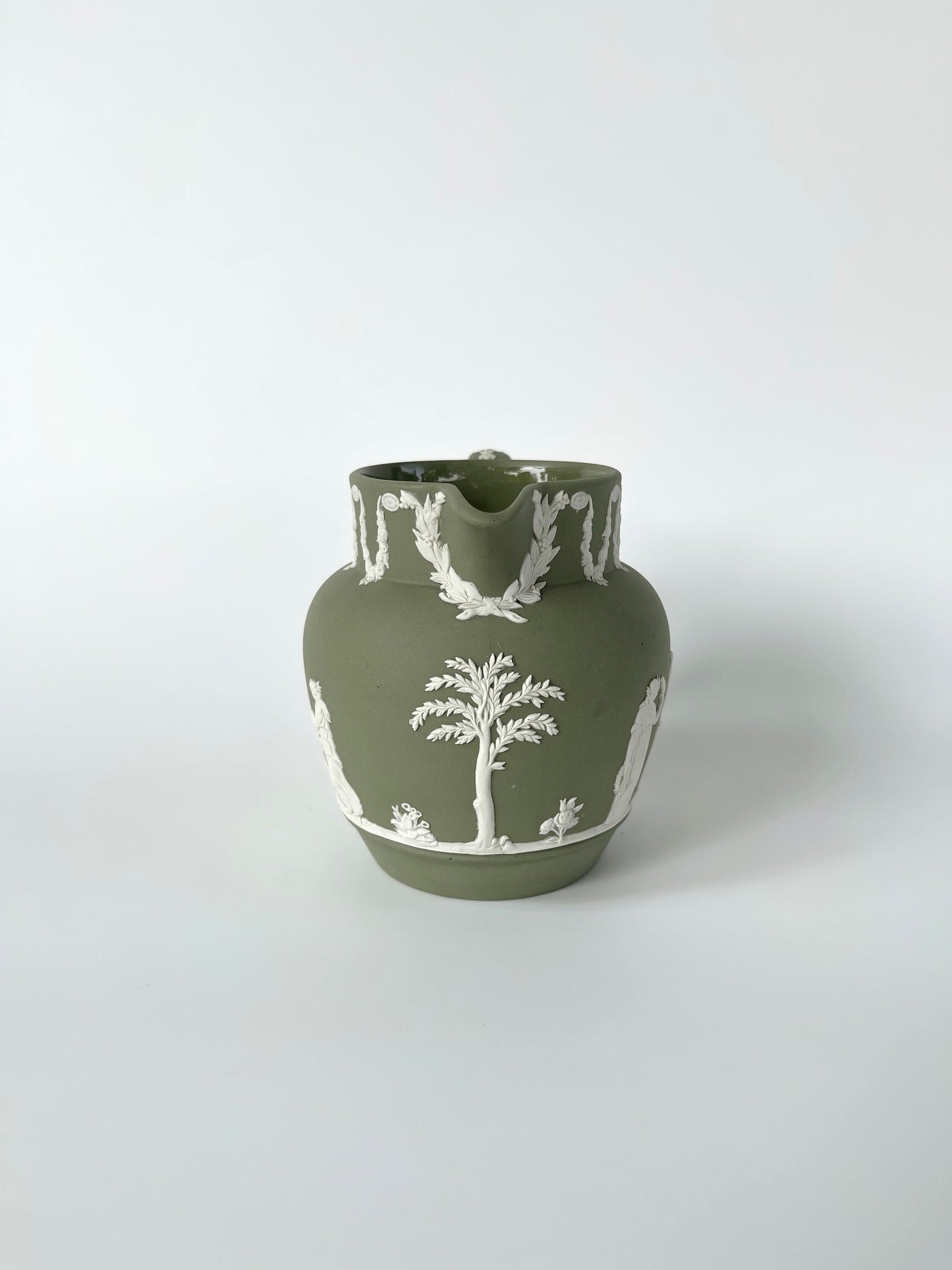 Vintage Wedgwood Green Jasperware Pitcher