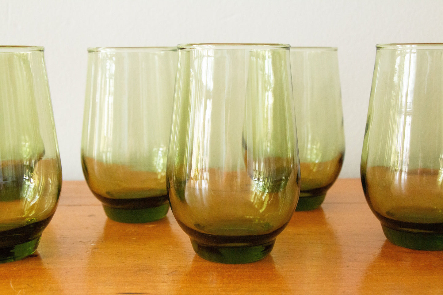 Vintage Libbey Tempo Green Glass Tumblers