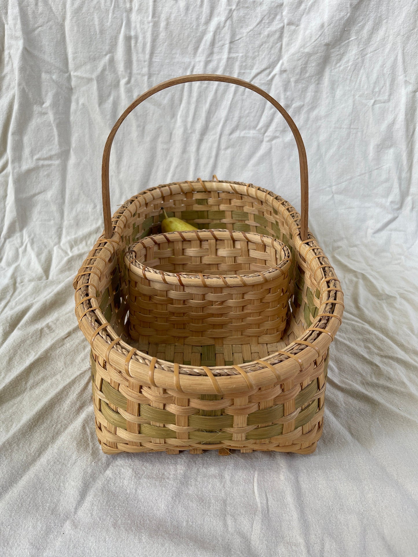 Vintage Splint Wood Gathering Basket