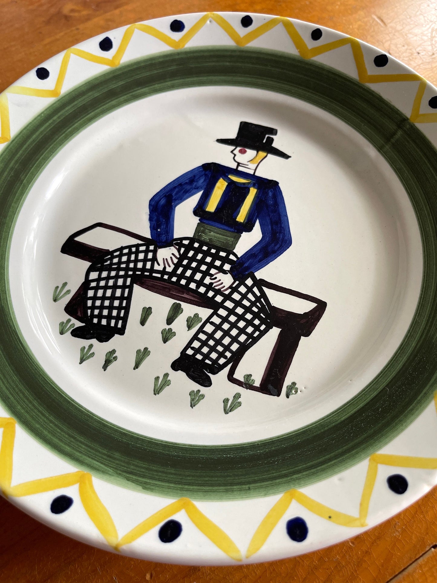 Vintage French HB Quimper Folk Art Plates