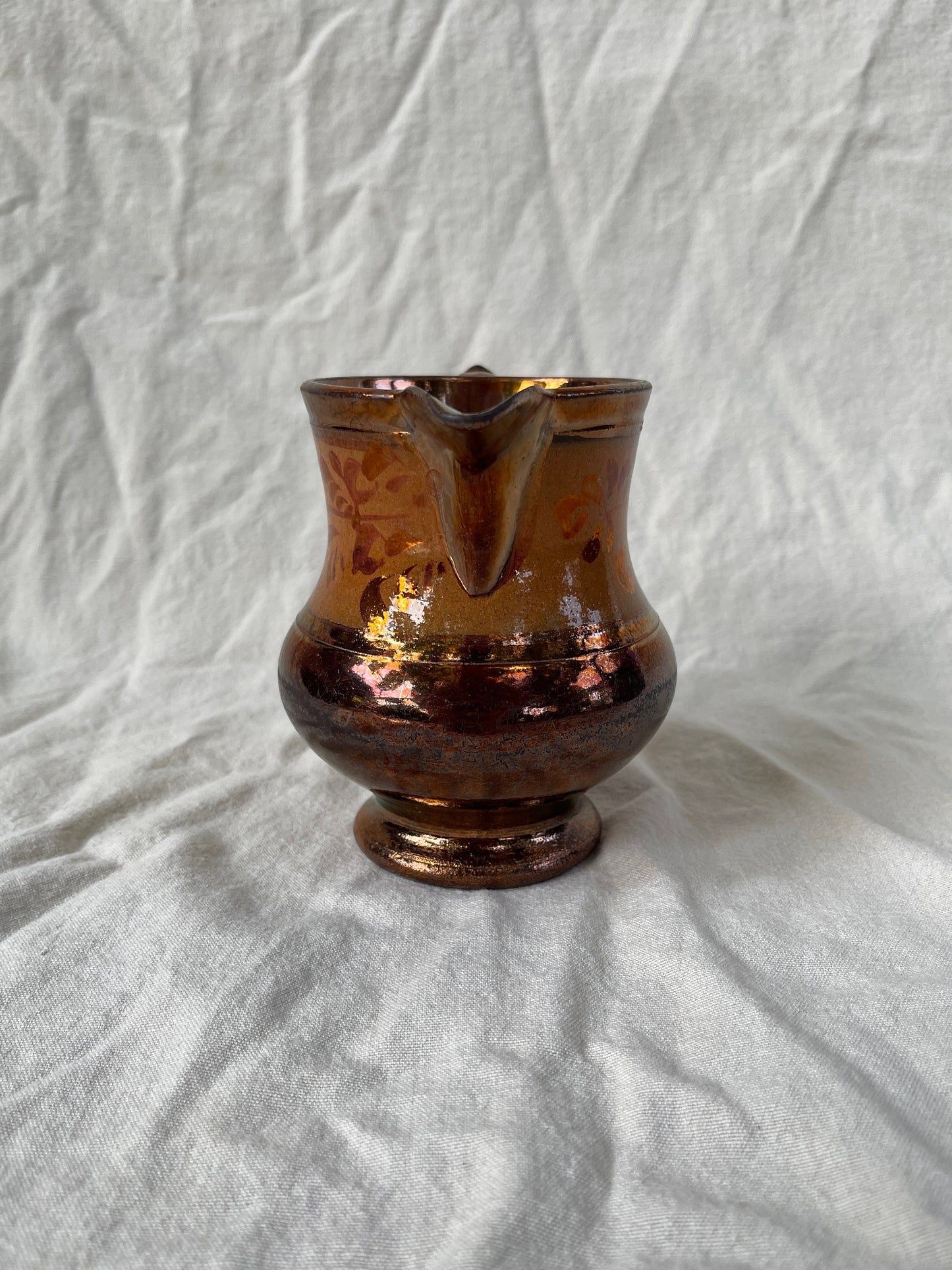 Antique Staffordshire Copper Lustre Pitcher