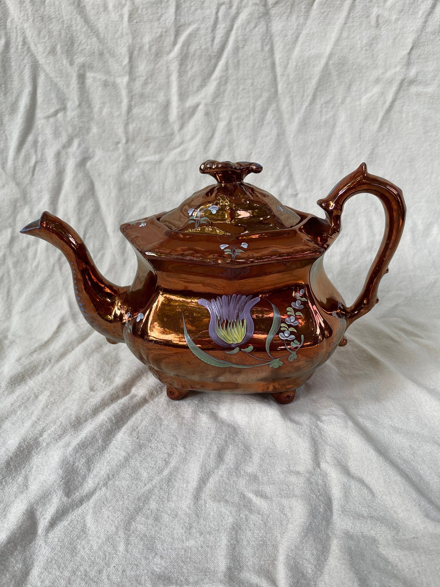 Antique Copper Lustre Teapot