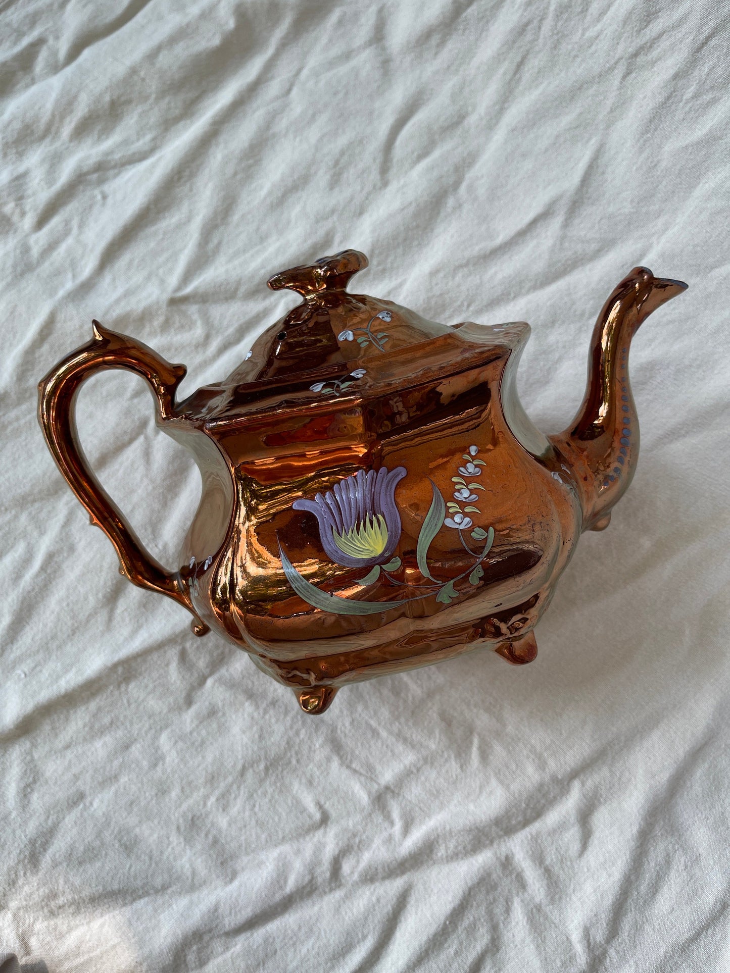 Antique Copper Lustre Teapot