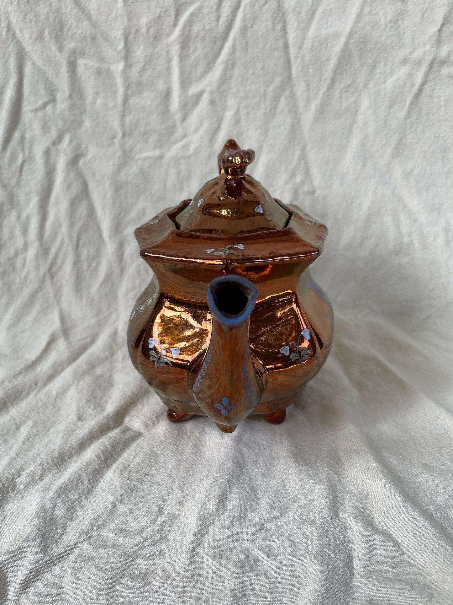 Antique Copper Lustre Teapot