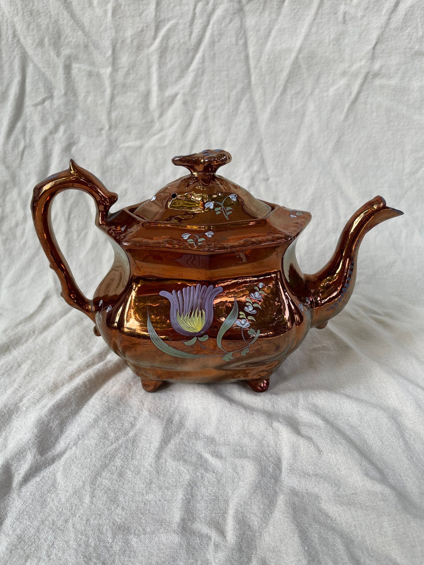 Antique Copper Lustre Teapot