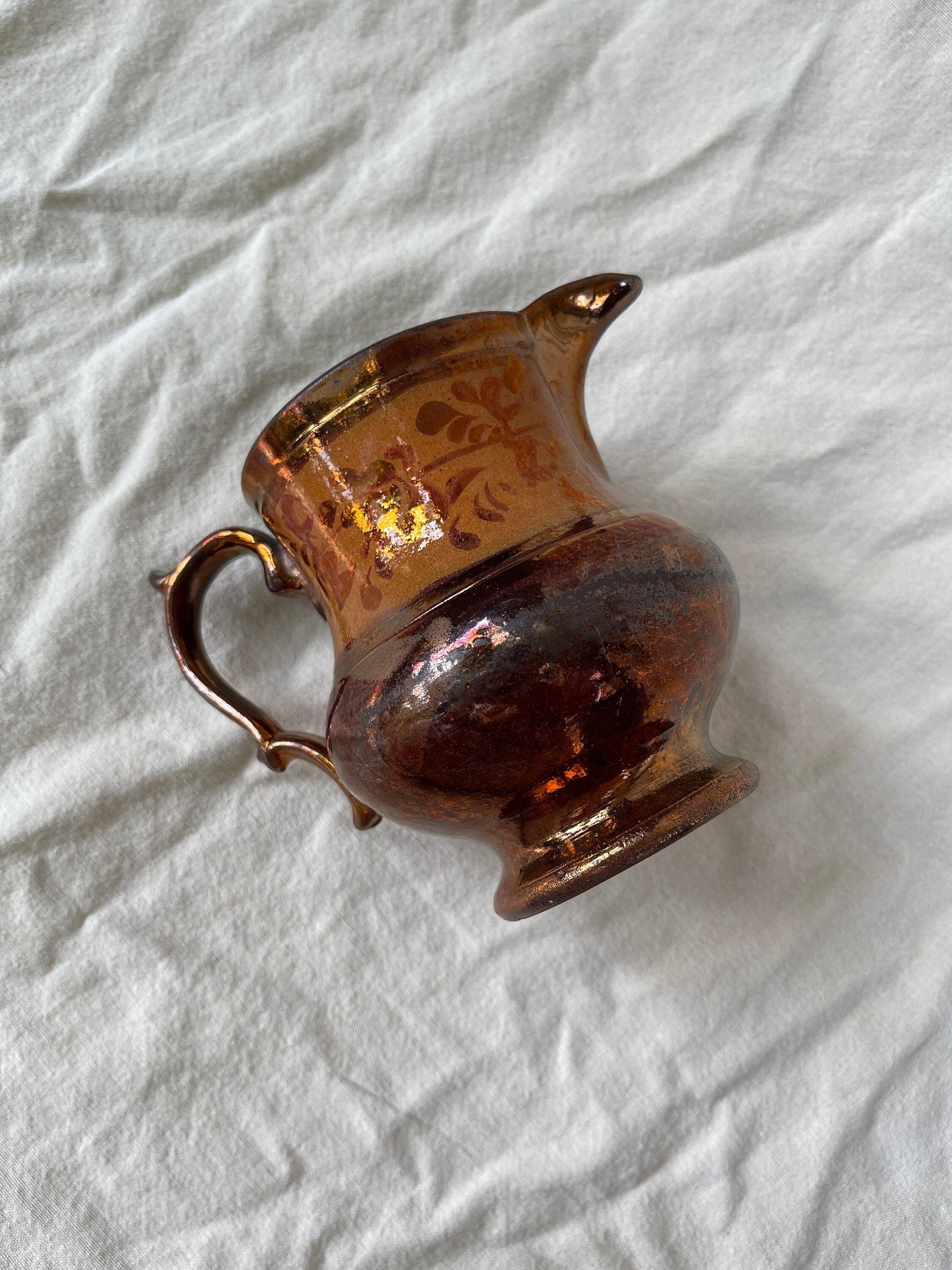 Antique Staffordshire Copper Lustre Pitcher