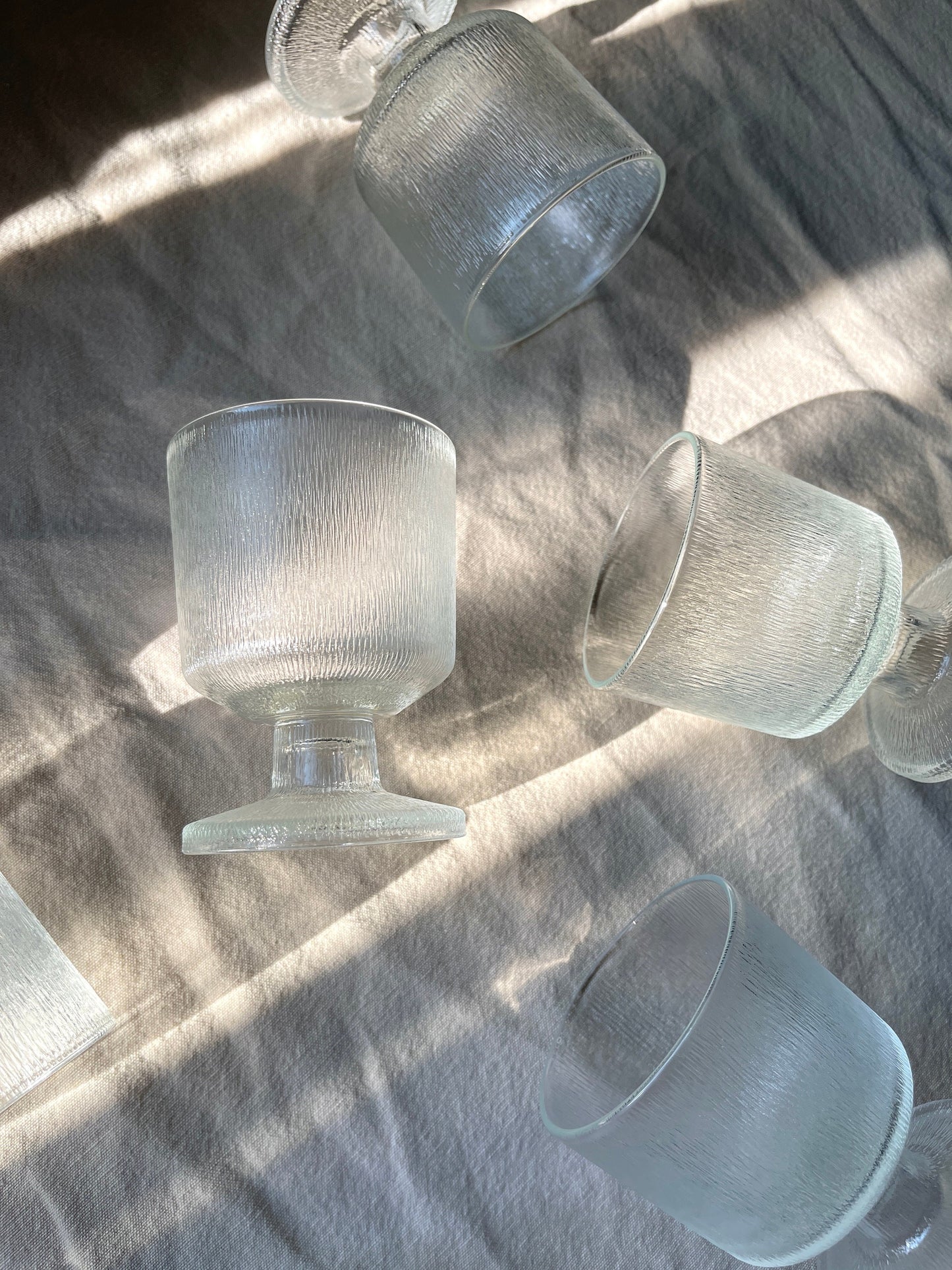 Vintage Small Ribbed Stemmed Glasses